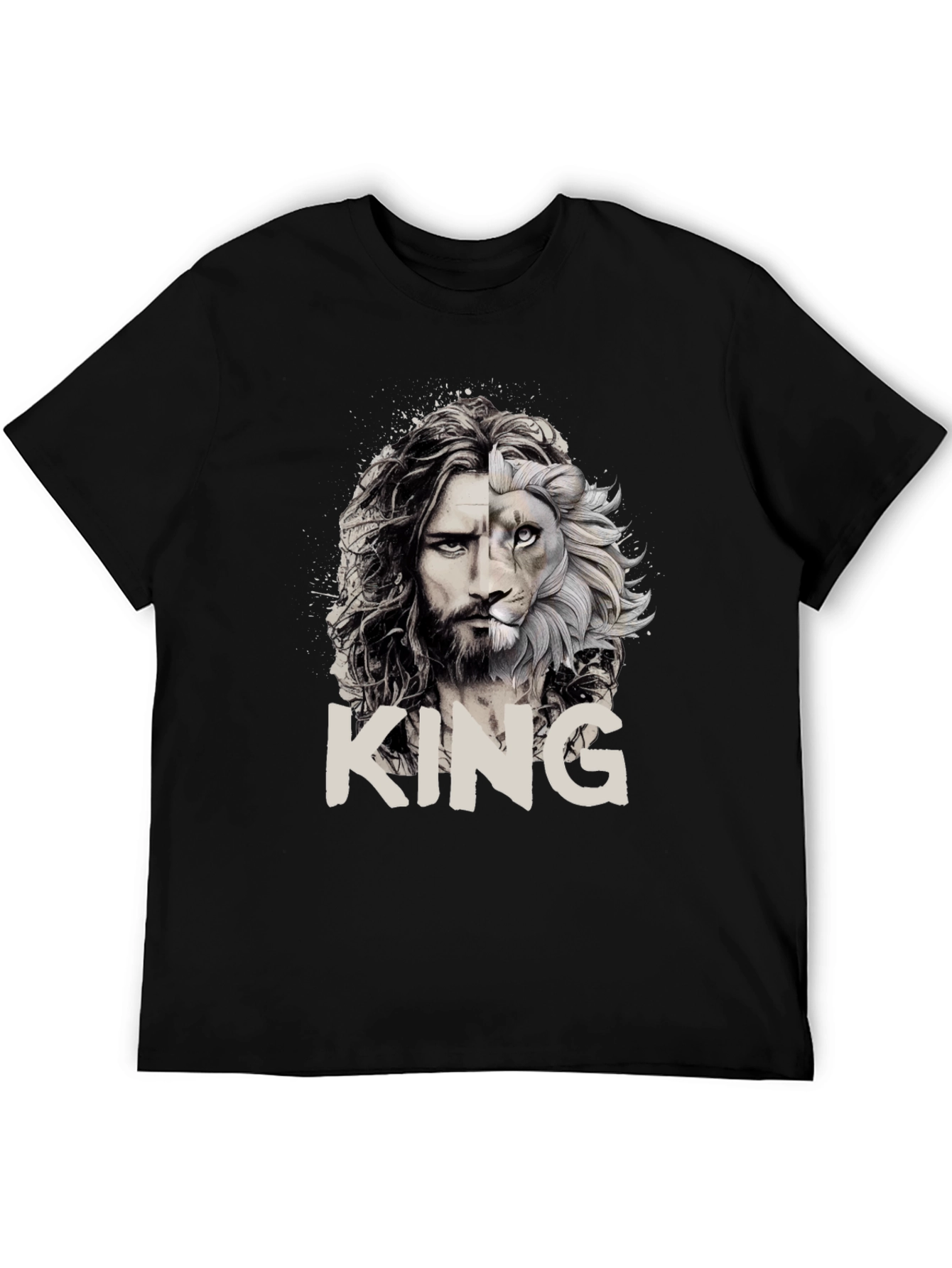 King Lion Face Graphic Black T-Shirt