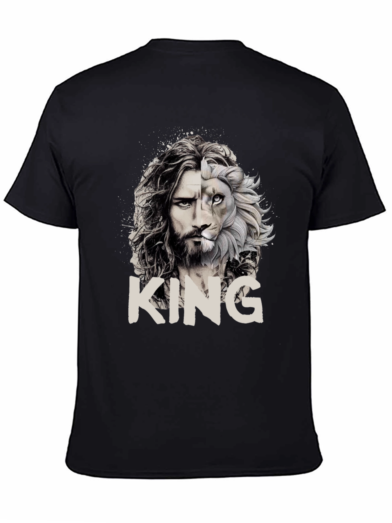 King Lion Face Graphic Black T-Shirt