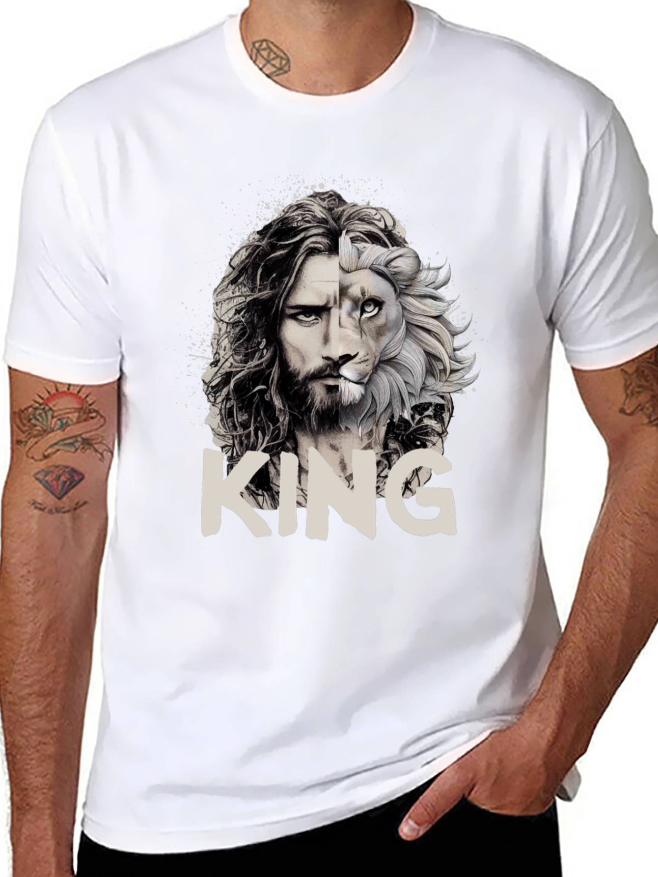 King Lion Face Graphic Black T-Shirt