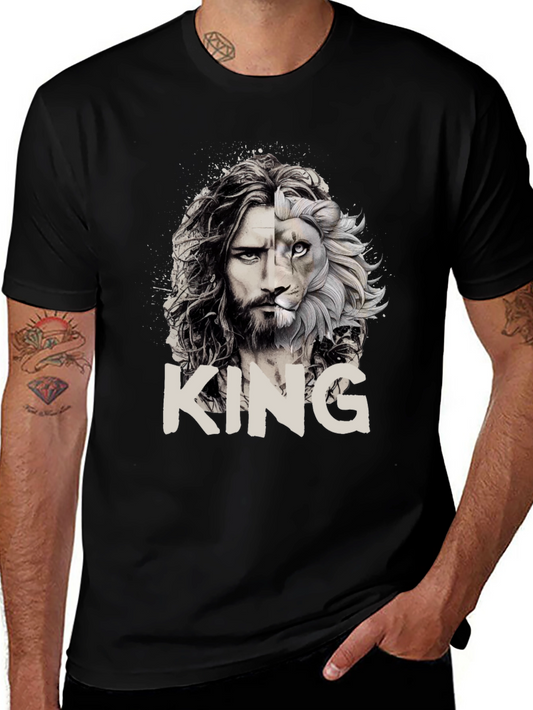 King Lion Face Graphic Black T-Shirt