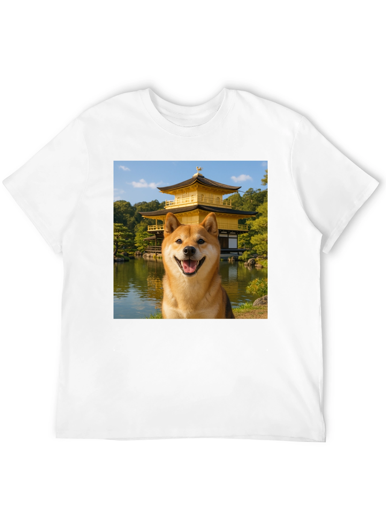 Shiba Inu Dog Golden Pavilion Black T-Shirt