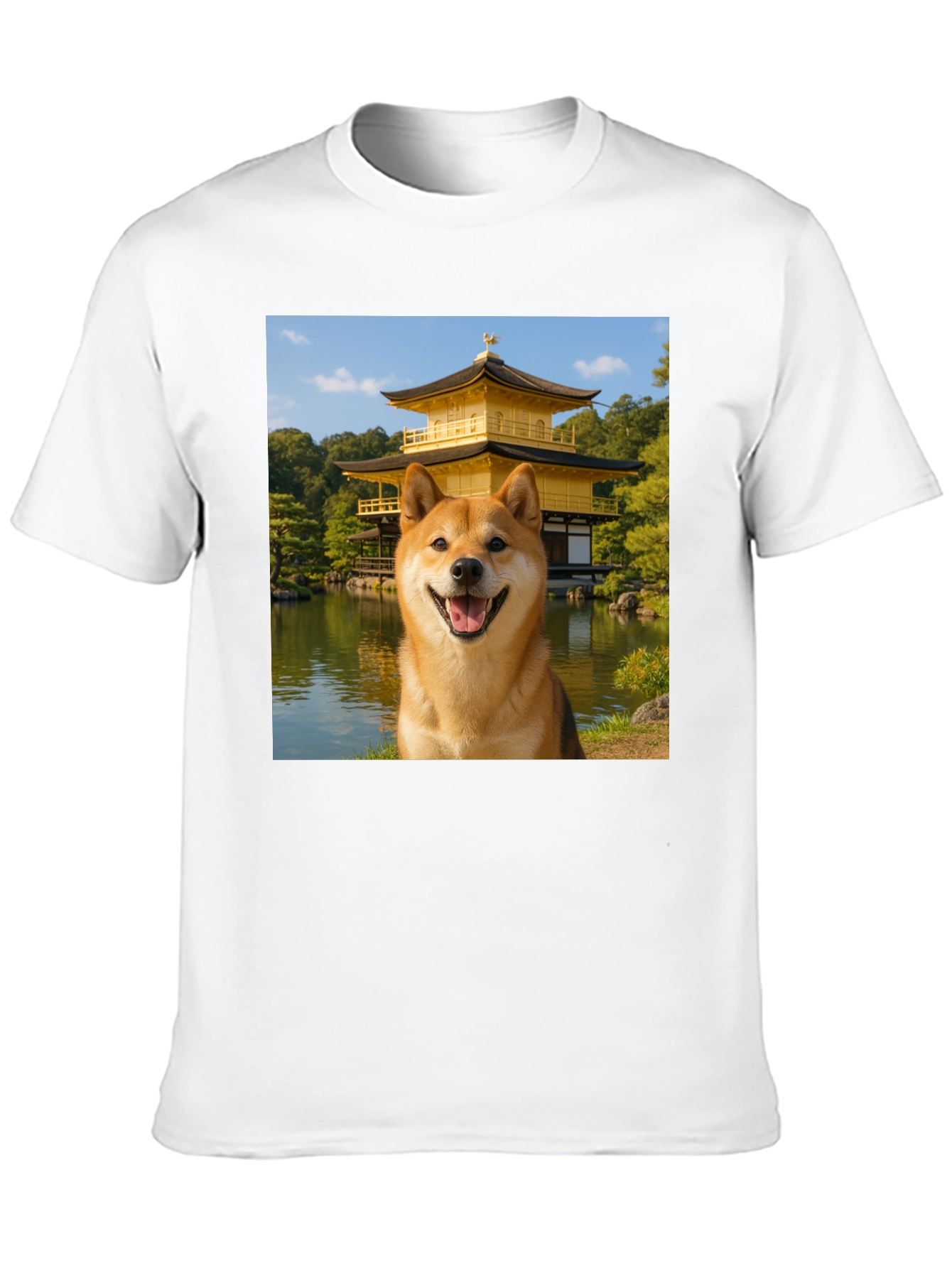 Shiba Inu Dog Golden Pavilion Black T-Shirt
