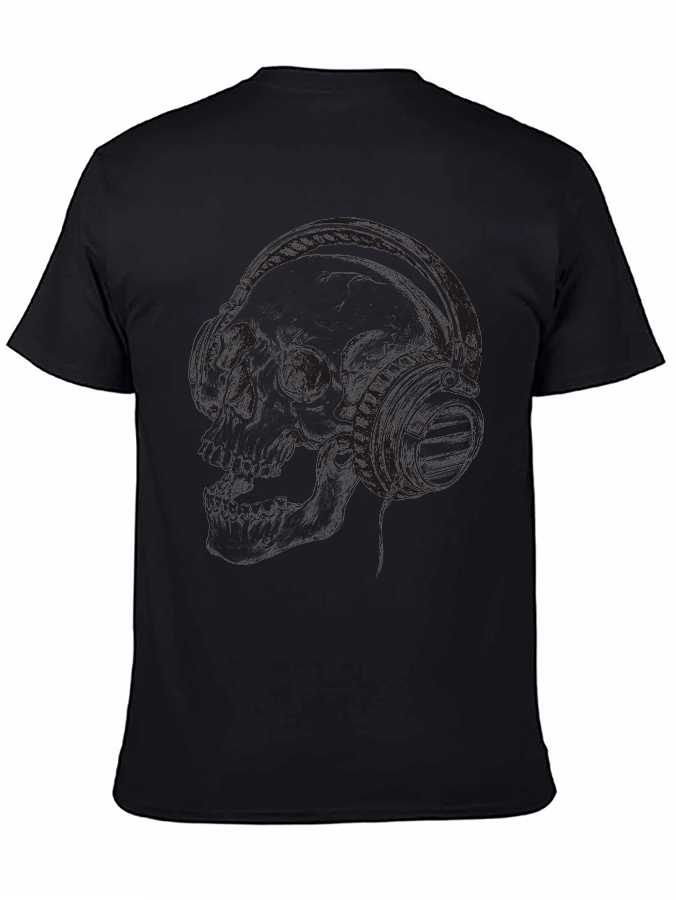 Skull and Headphones Graphic T-Shirt - Dark Style