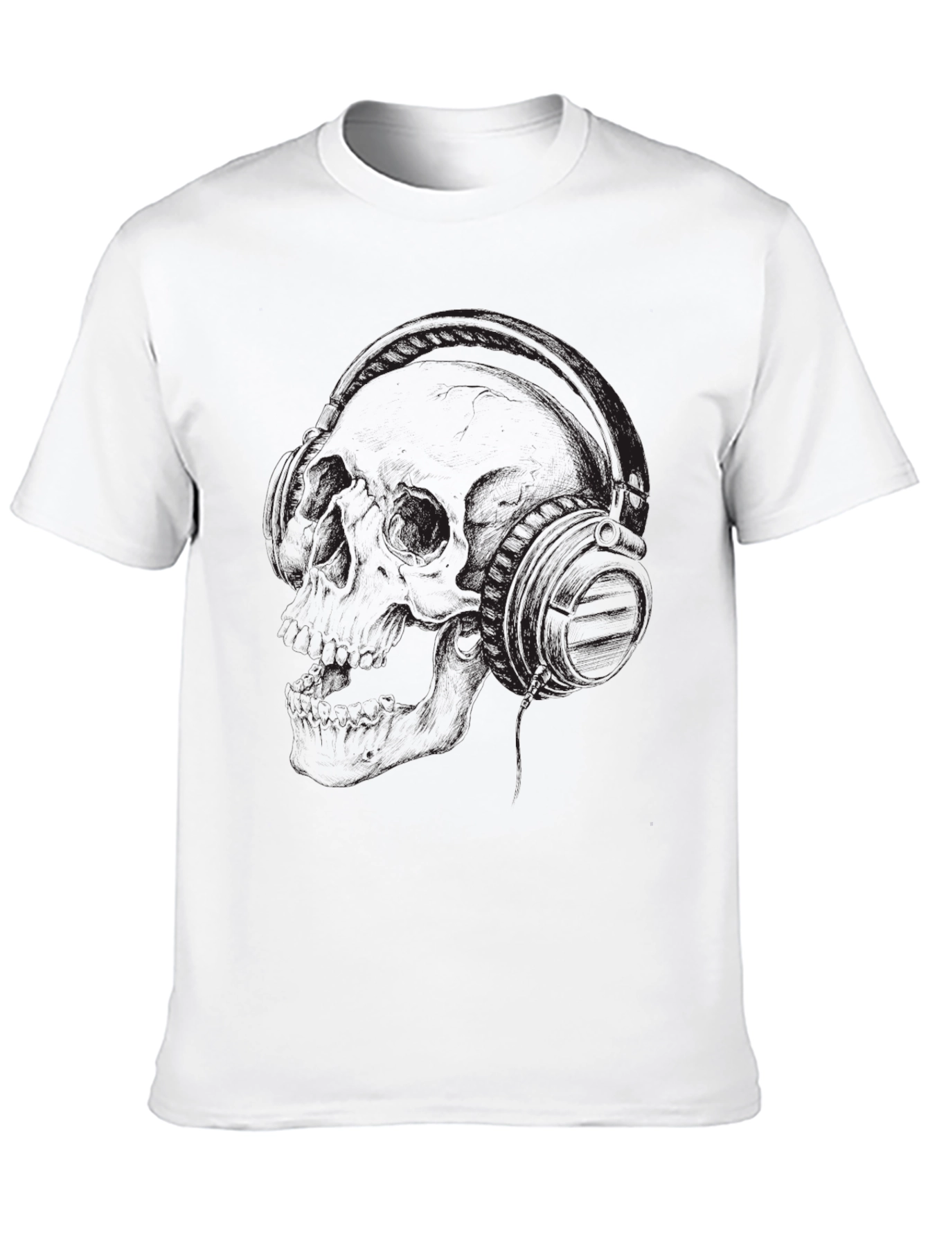 Skull and Headphones Graphic T-Shirt - Dark Style