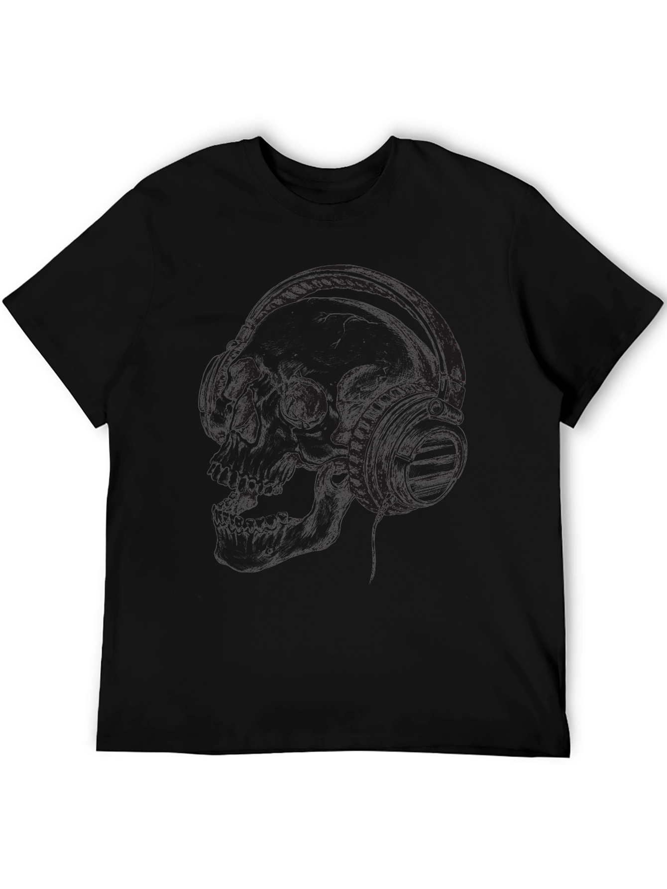 Skull and Headphones Graphic T-Shirt - Dark Style