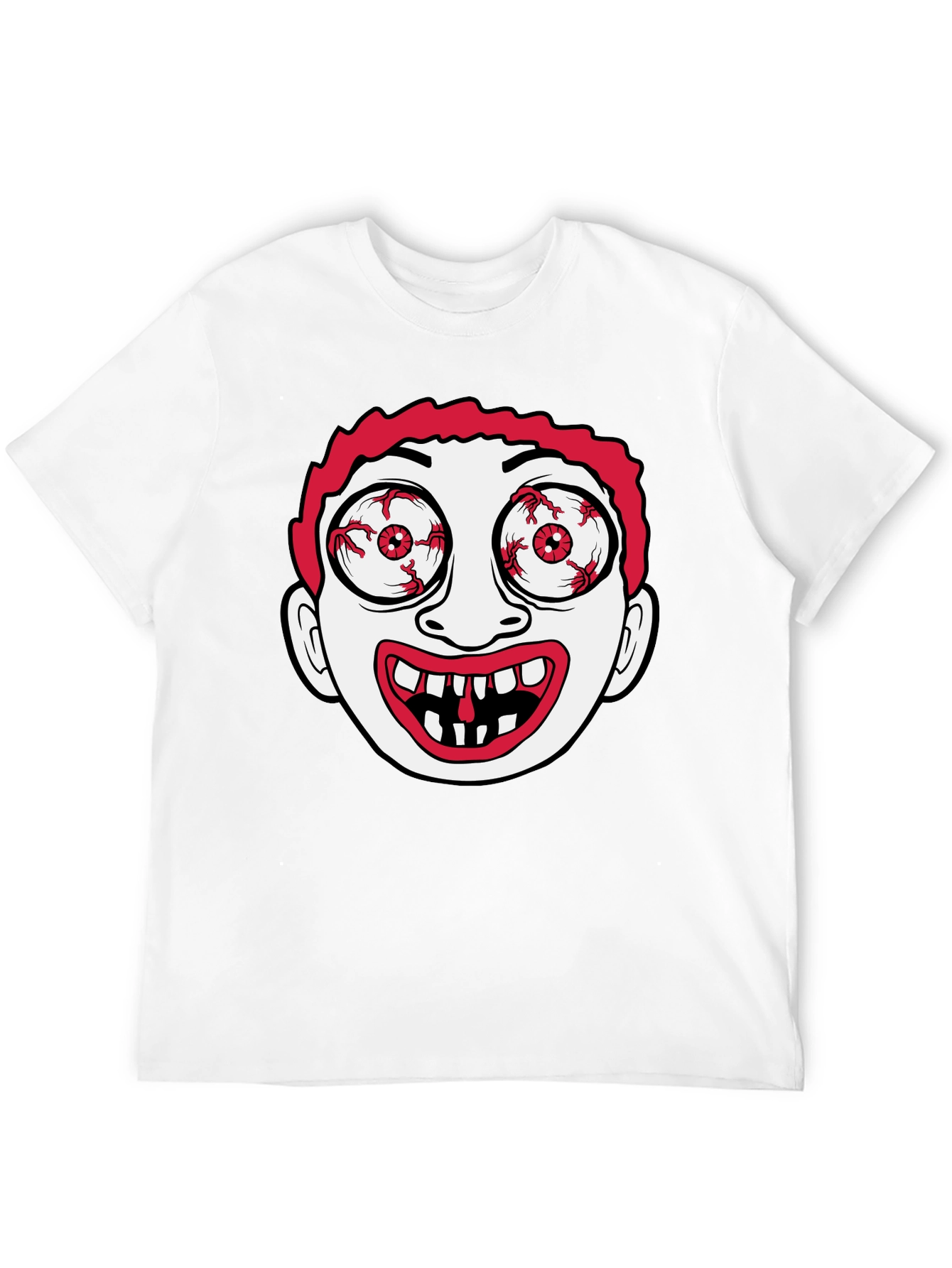 Creepy Cartoon Face Black T-Shirt