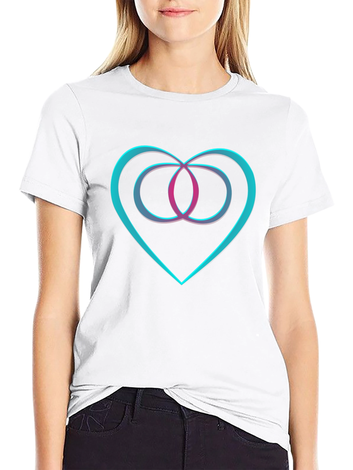 Heart & Infinity Symbol Graphic Black T-Shirt