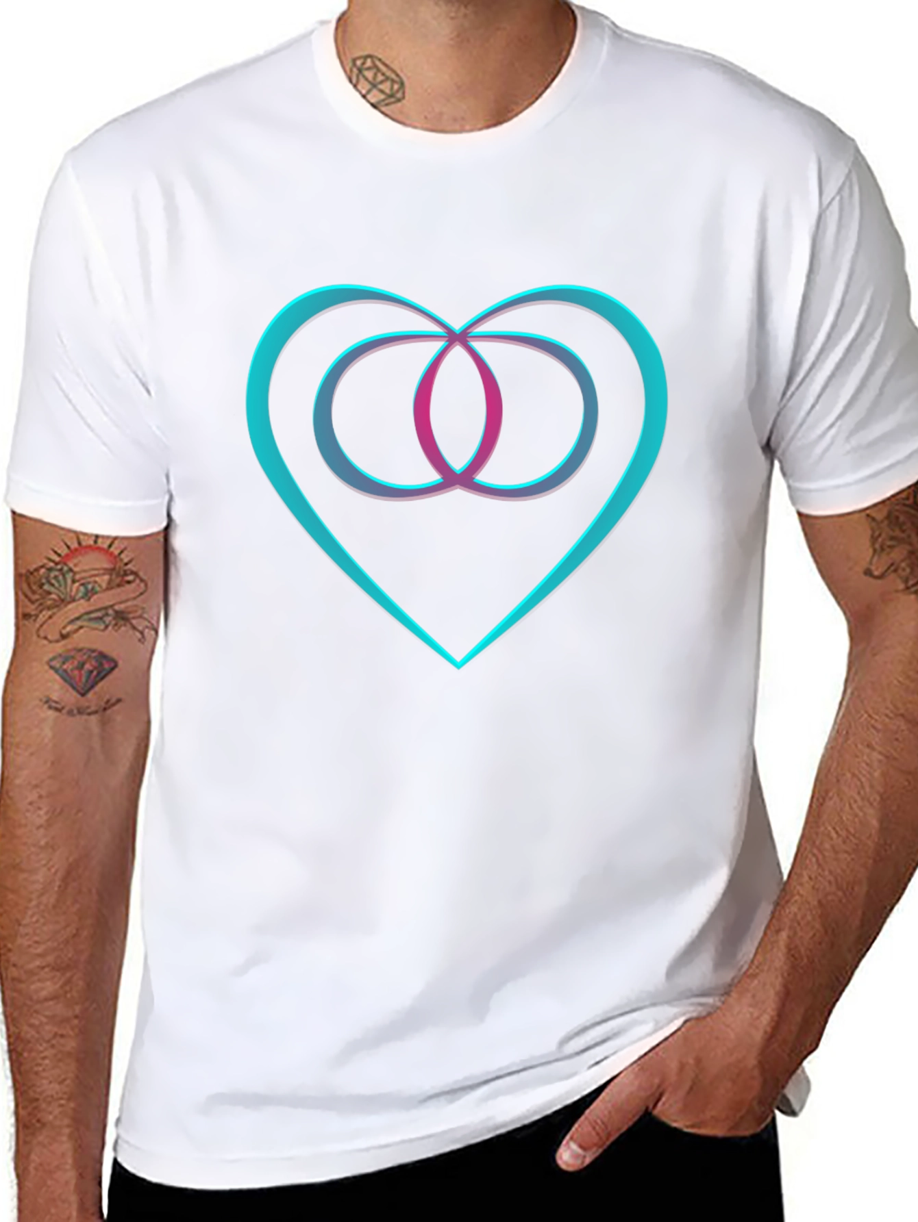 Heart & Infinity Symbol Graphic Black T-Shirt