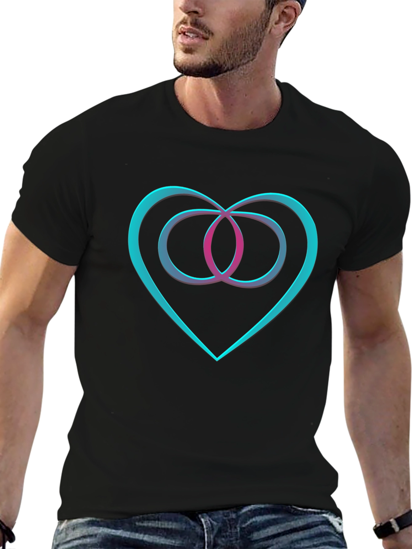 Heart & Infinity Symbol Graphic Black T-Shirt