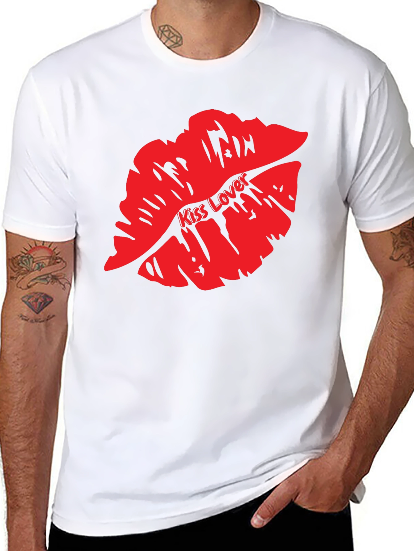 Kiss Lover Graphic Tee - Bold Red Lips T-Shirt