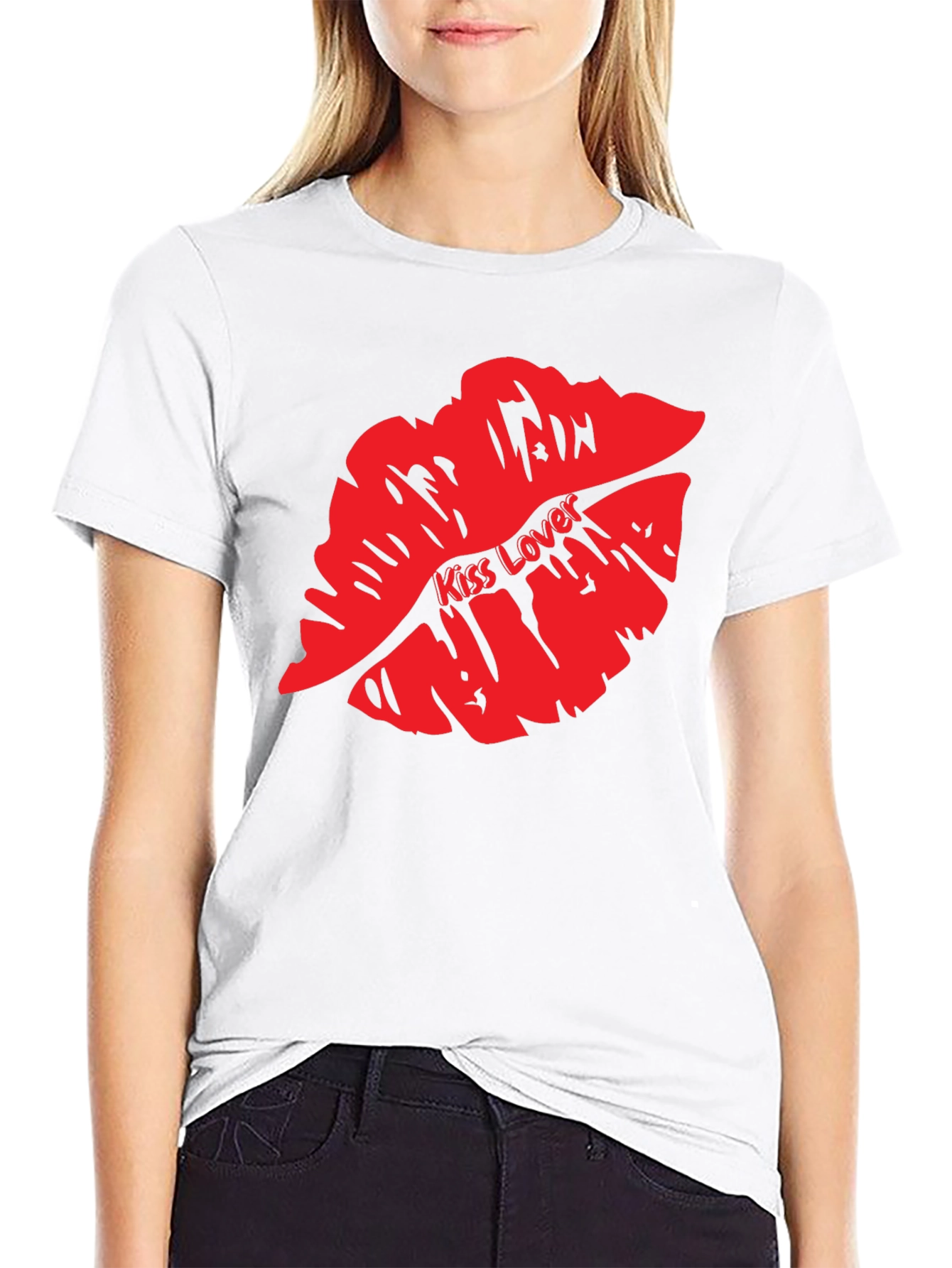 Kiss Lover Graphic Tee - Bold Red Lips T-Shirt