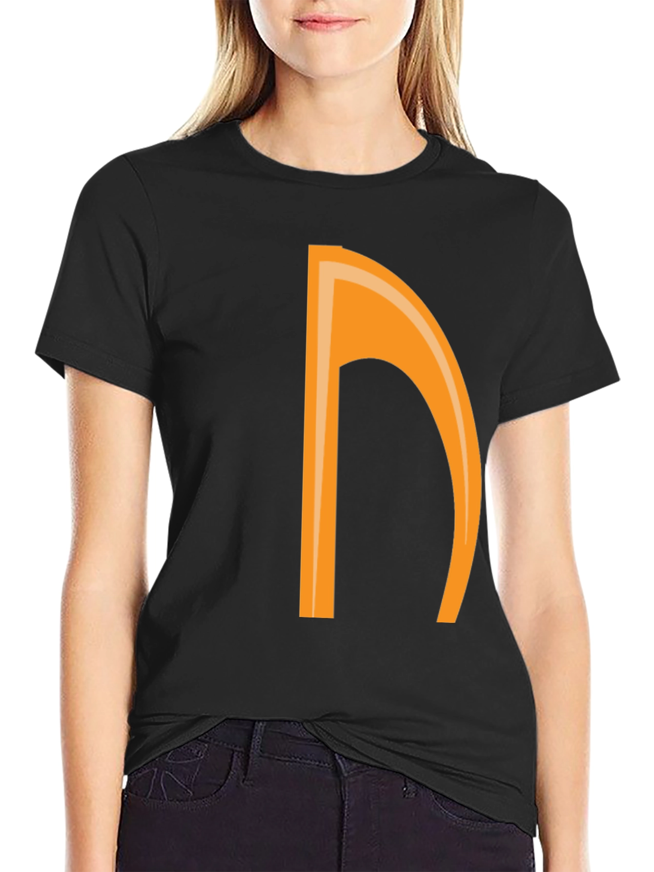 Orange Note Graphic Black Tee