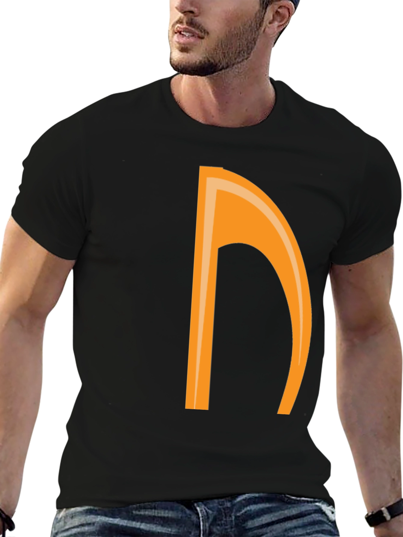 Orange Note Graphic Black Tee