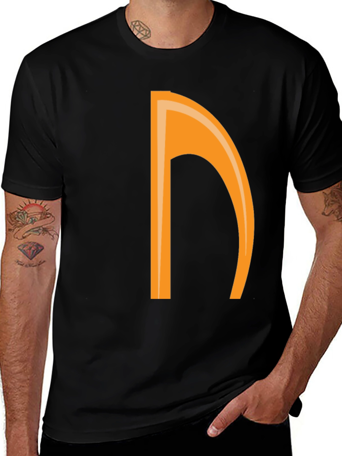 Orange Note Graphic Black Tee