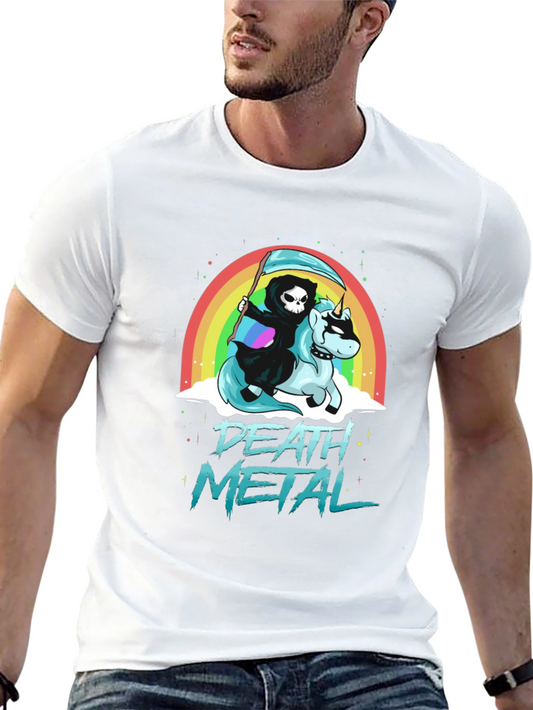 Death Metal Grim Reaper Unicorn Rainbow T-Shirt