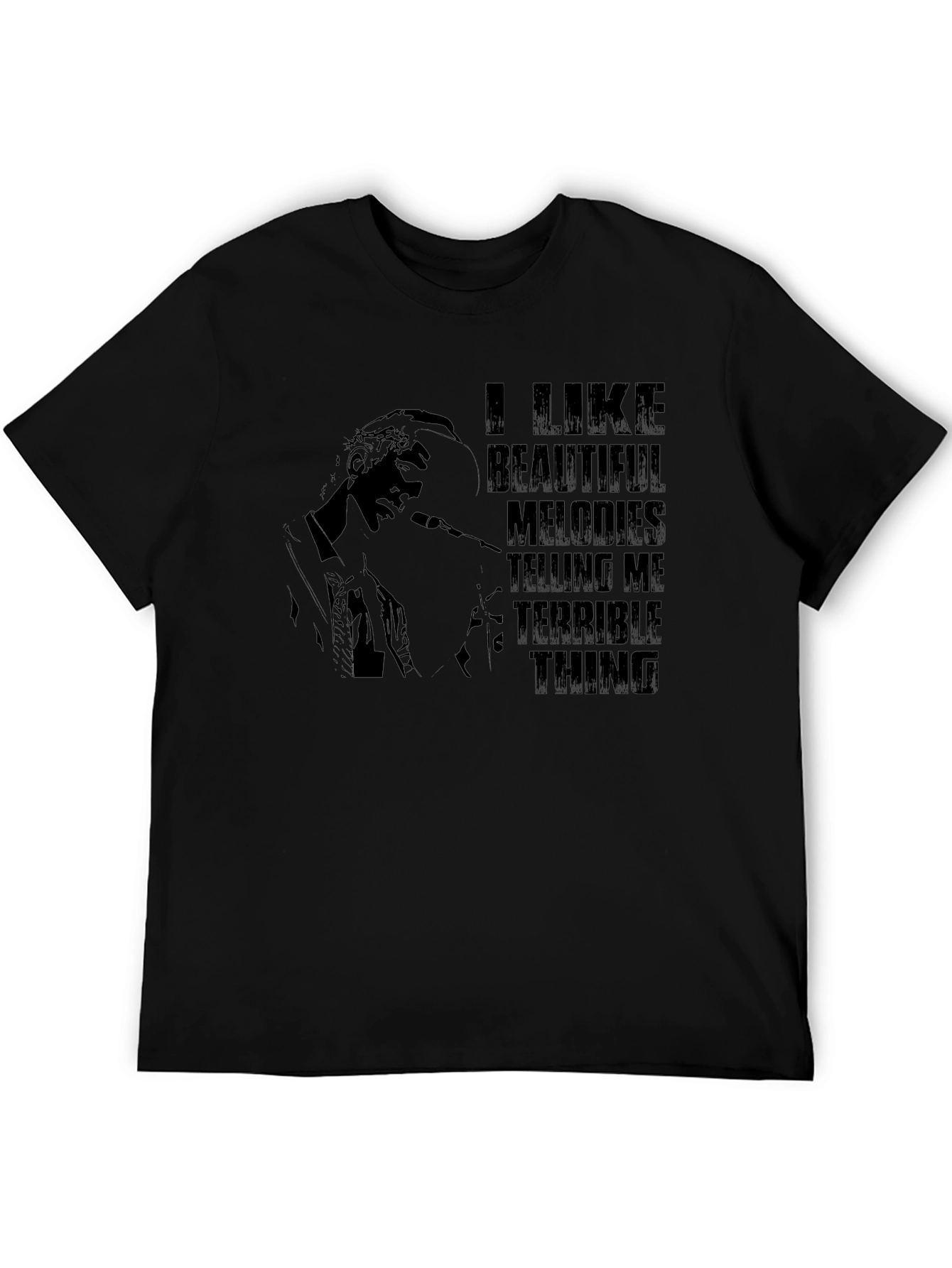 Melodic Misery Mens Black Graphic Tee