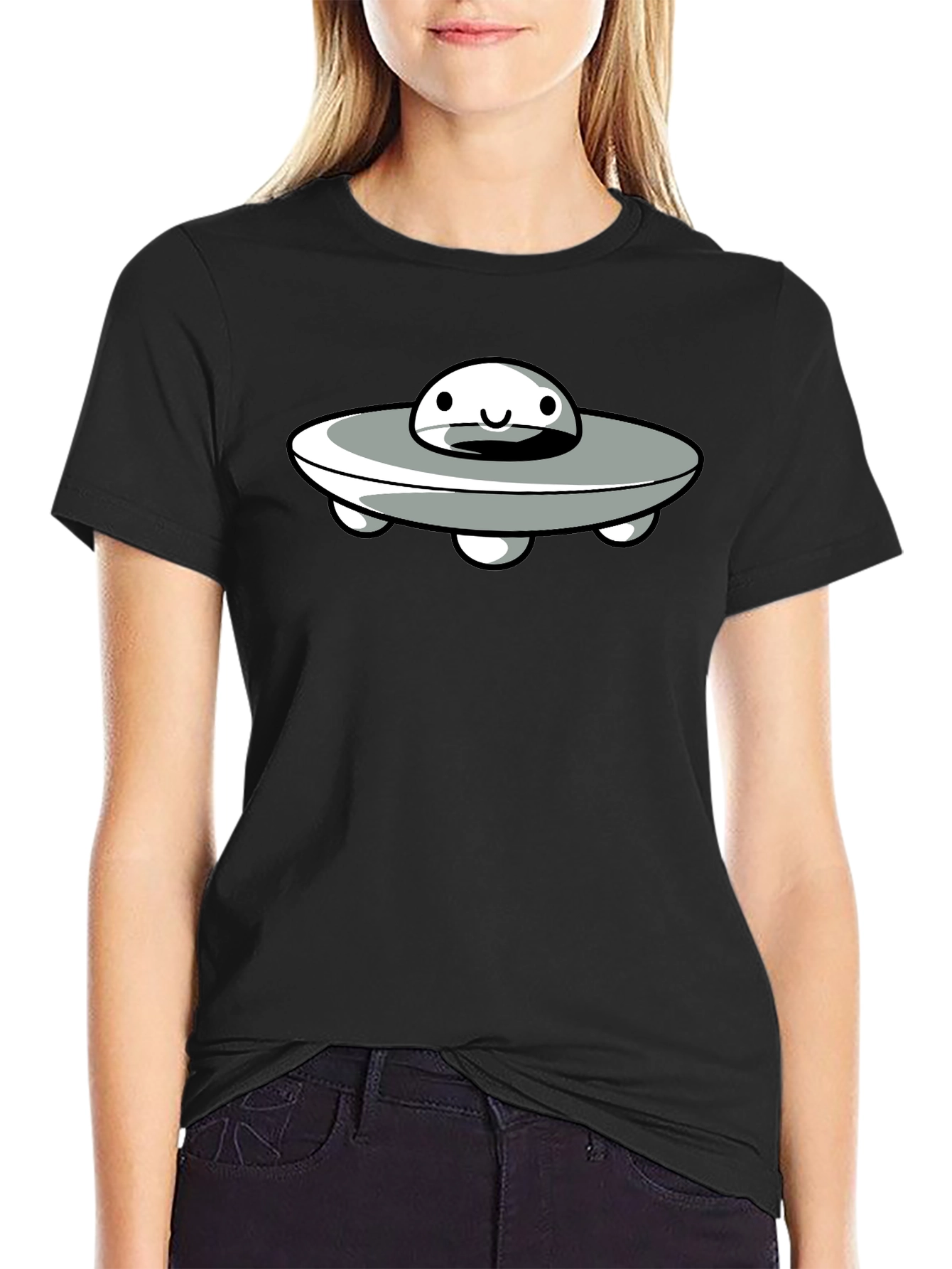 UFO Graphic Tee - Black Cotton Blend