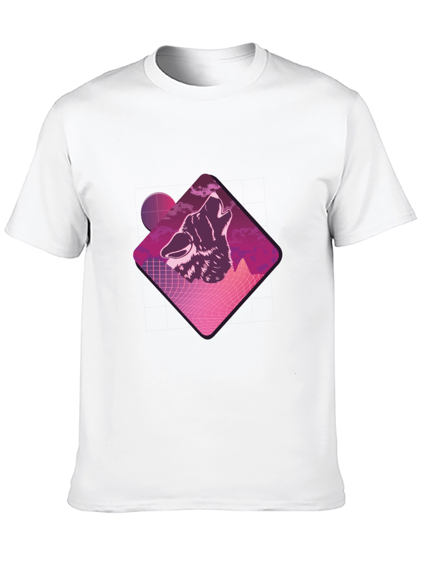 Retro Wolf Graphic Tee - Black Crew Neck T-Shirt