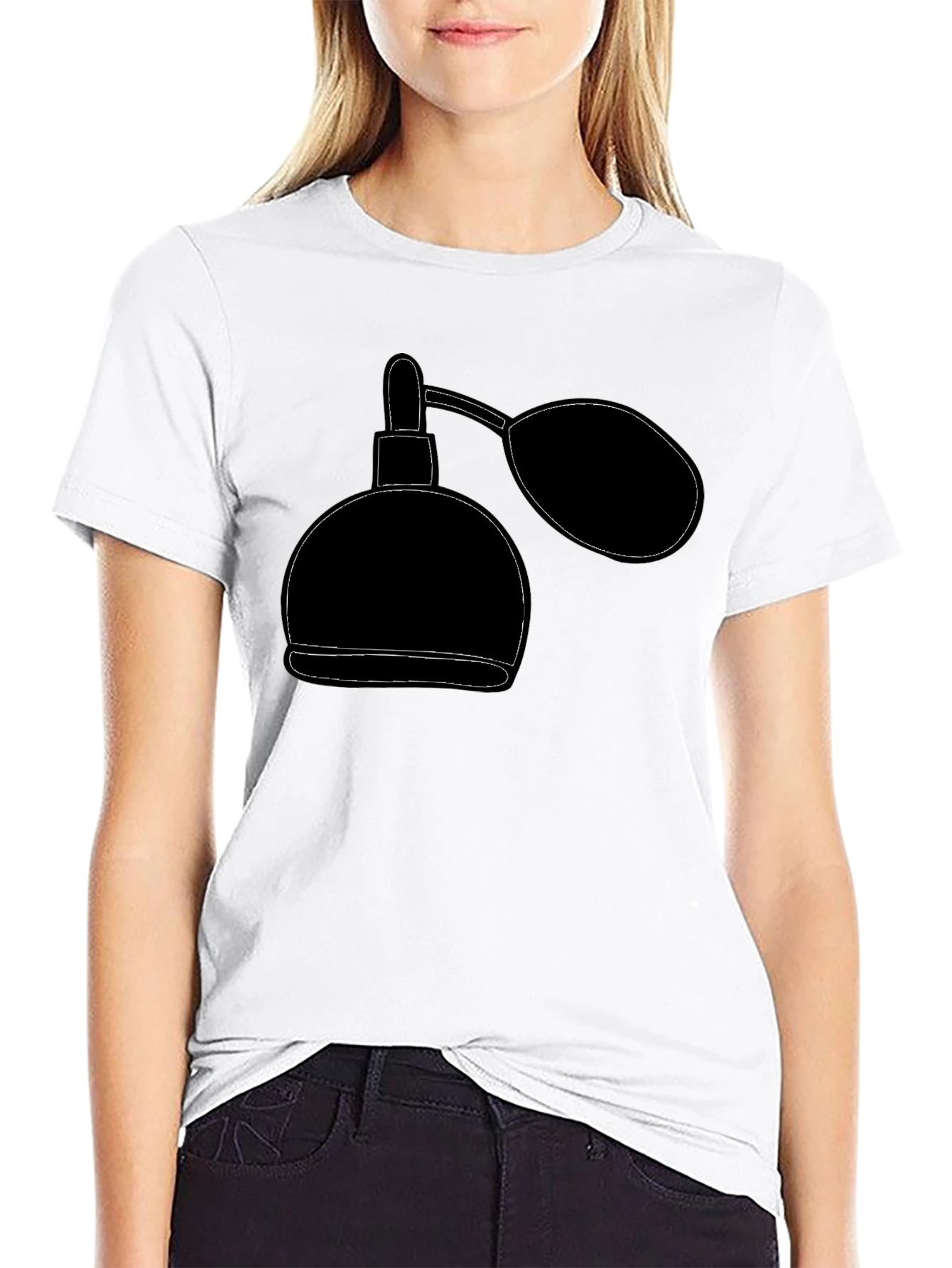 Retro Perfume Bottle Graphic Tee - Stylish Black T-Shirt
