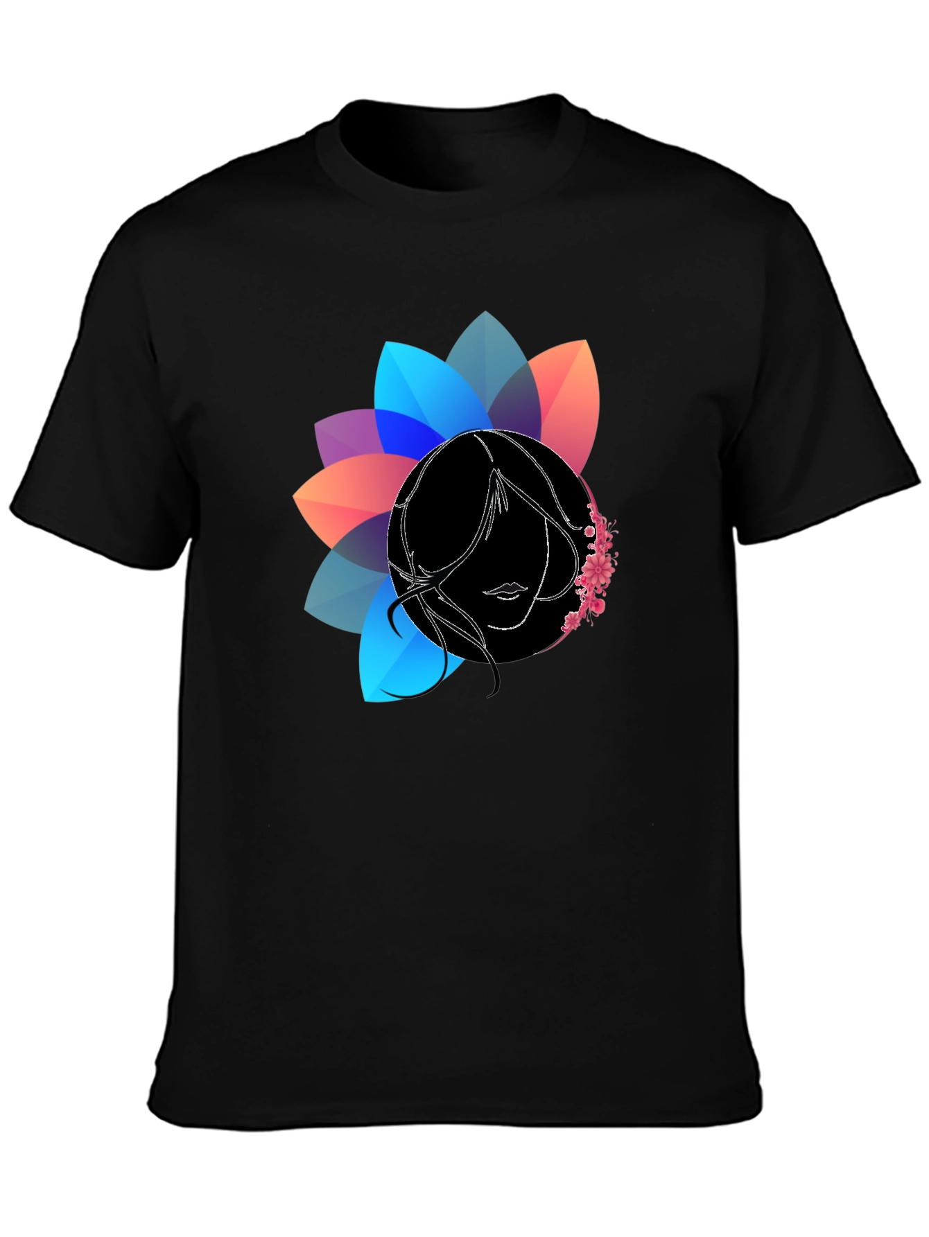 Floral Silhouette Graphic Black T-Shirt