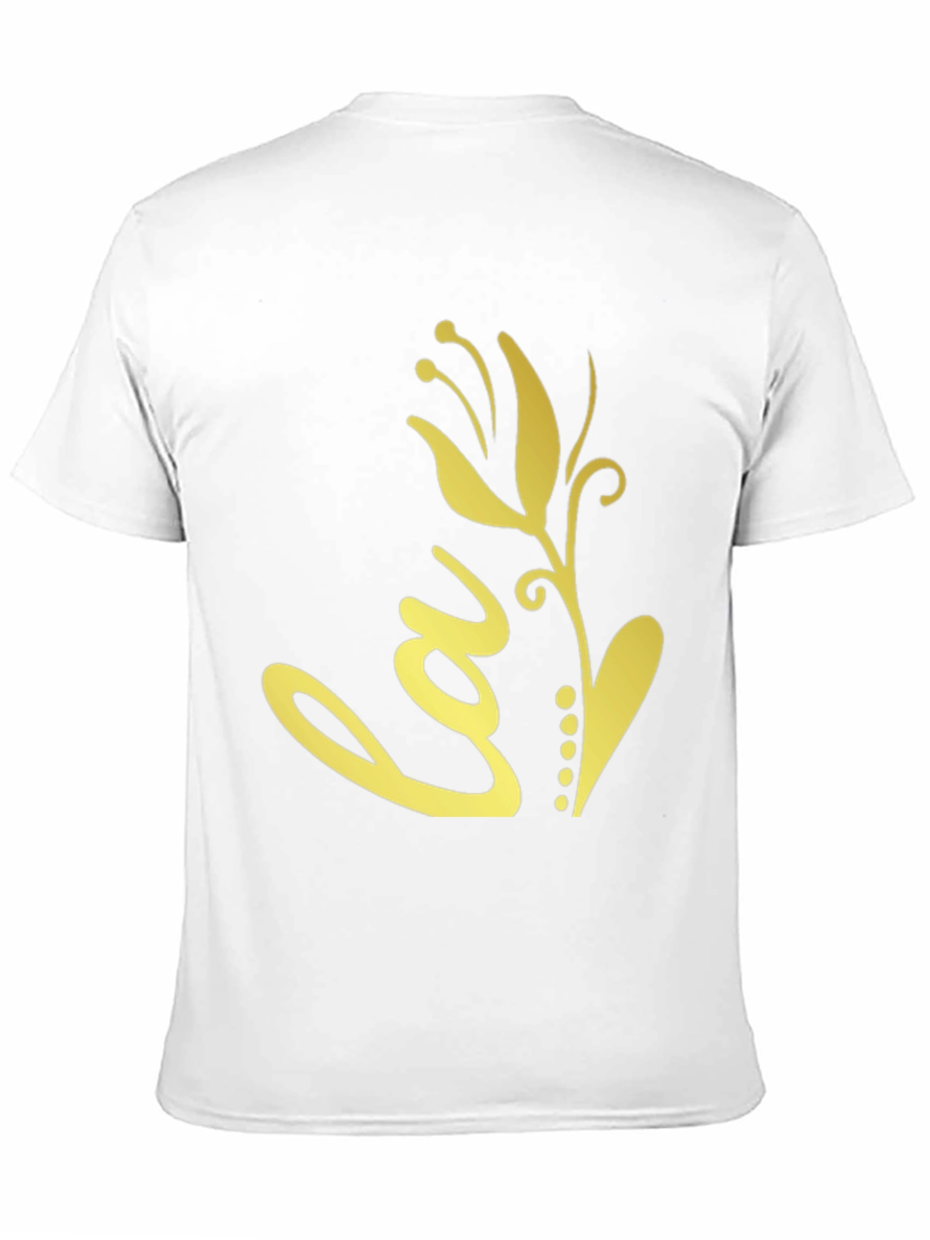 Black T-Shirt with Gold Floral Love Design