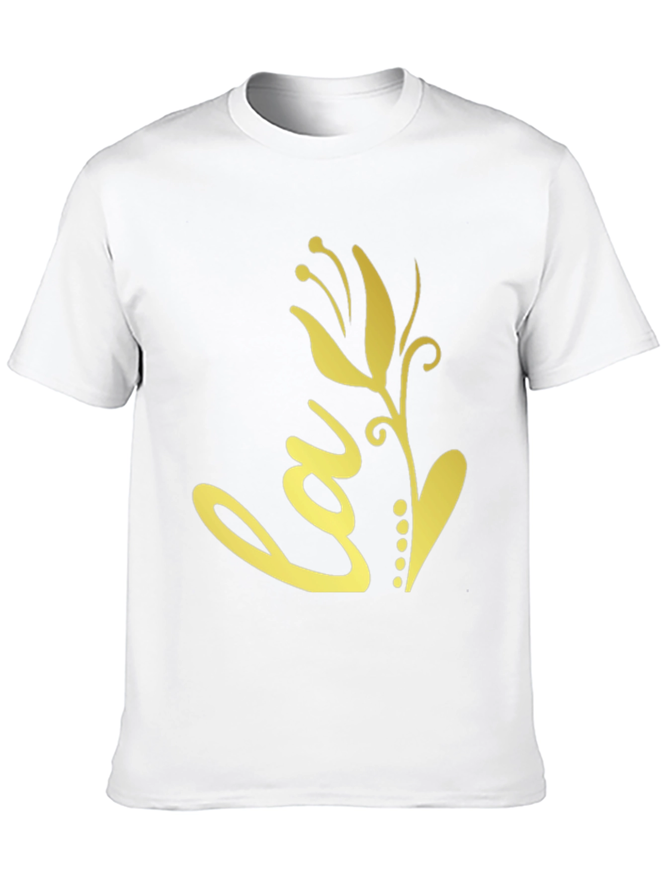 Black T-Shirt with Gold Floral Love Design