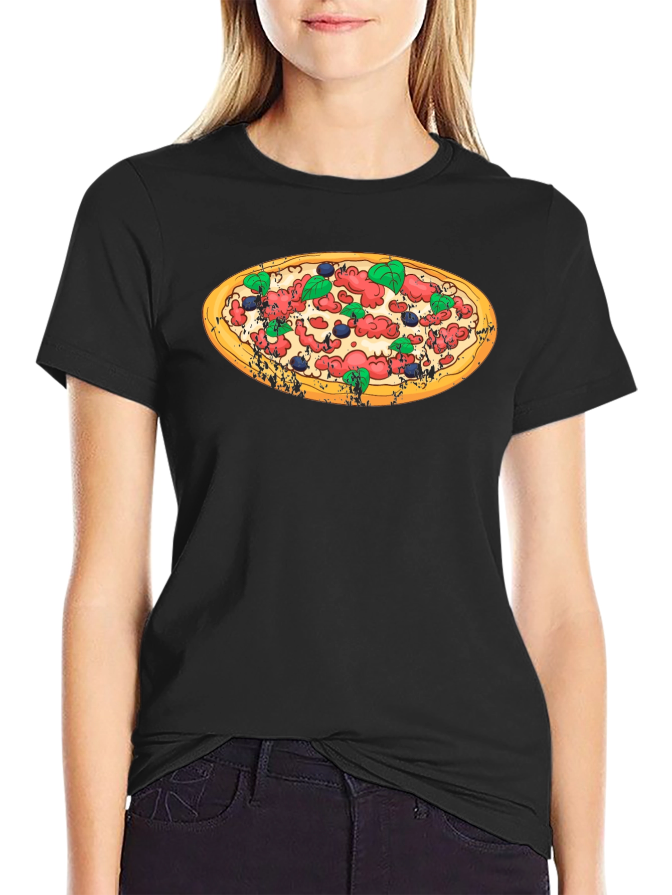 Pizza Graphic Black T-Shirt - Casual Comfort