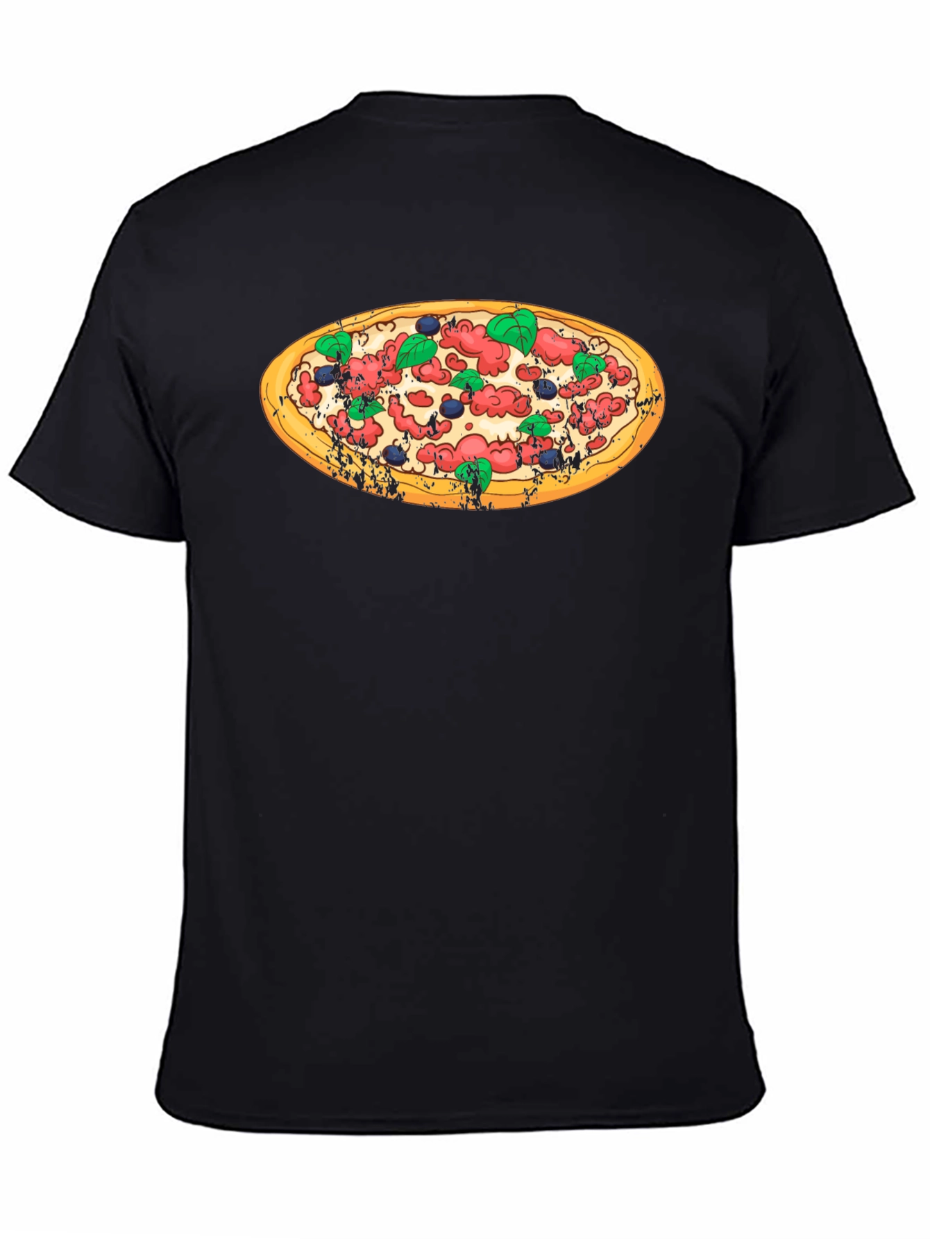 Pizza Graphic Black T-Shirt - Casual Comfort