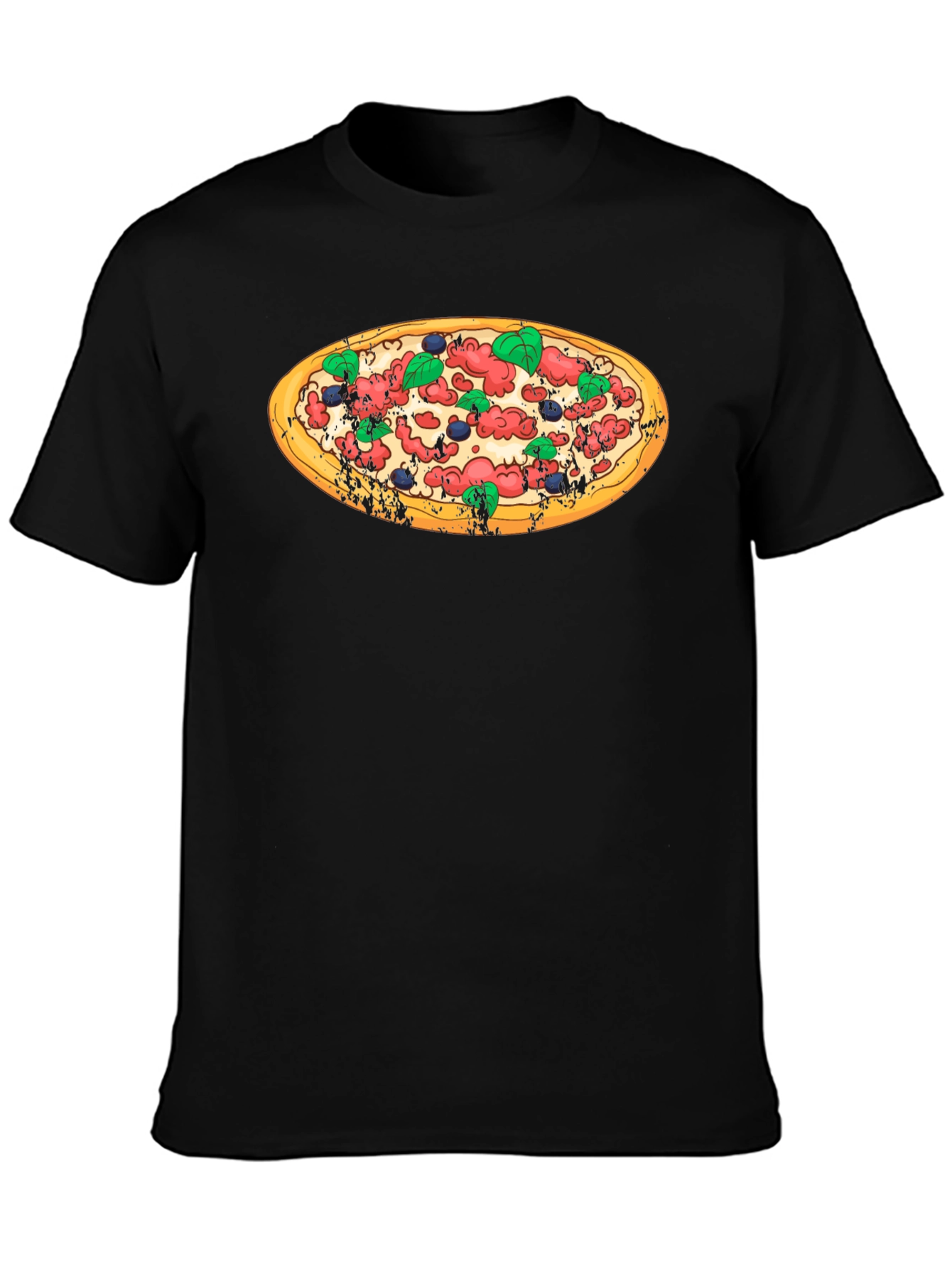 Pizza Graphic Black T-Shirt - Casual Comfort