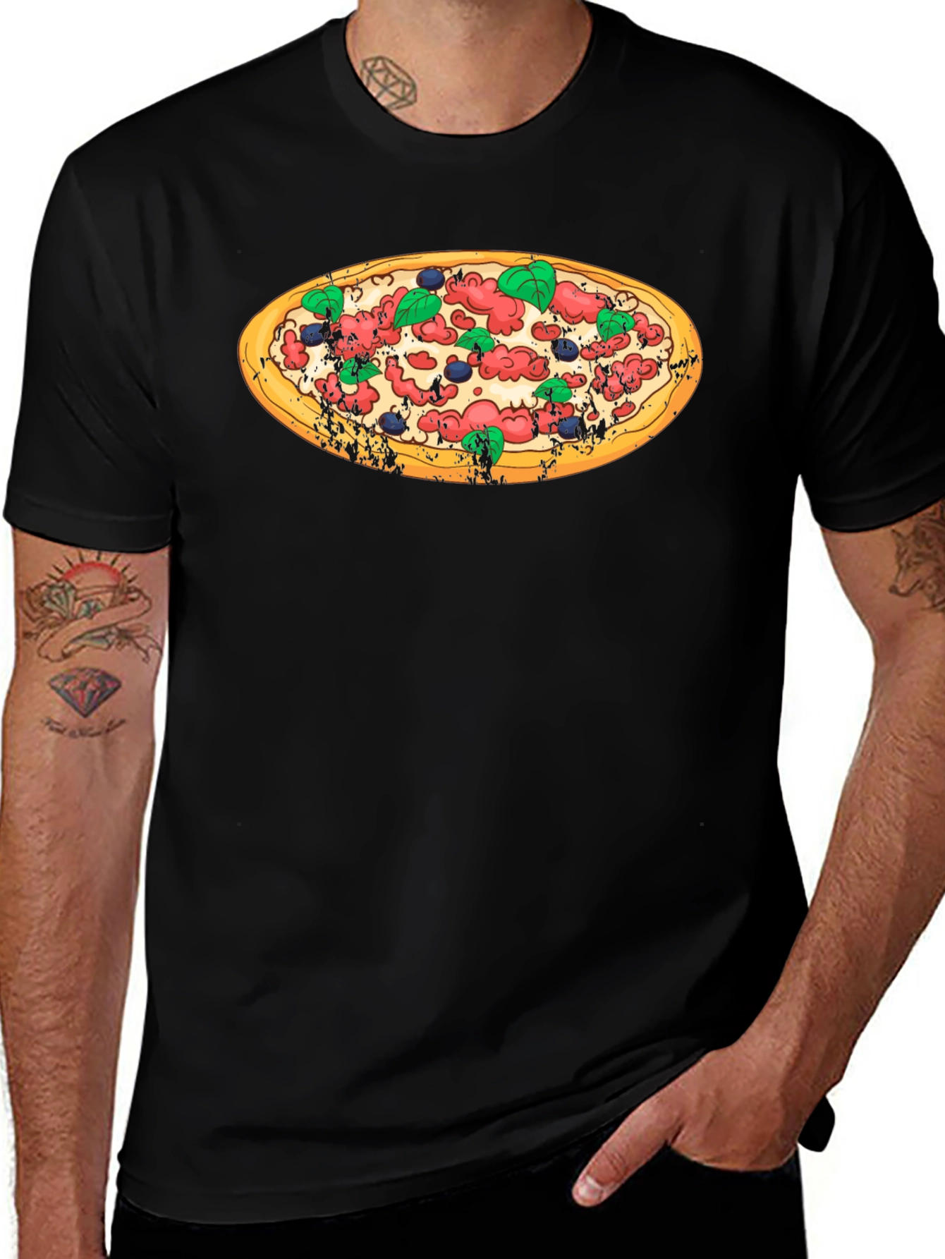Pizza Graphic Black T-Shirt - Casual Comfort