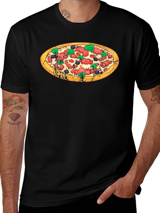 Pizza Graphic Black T-Shirt - Casual Comfort