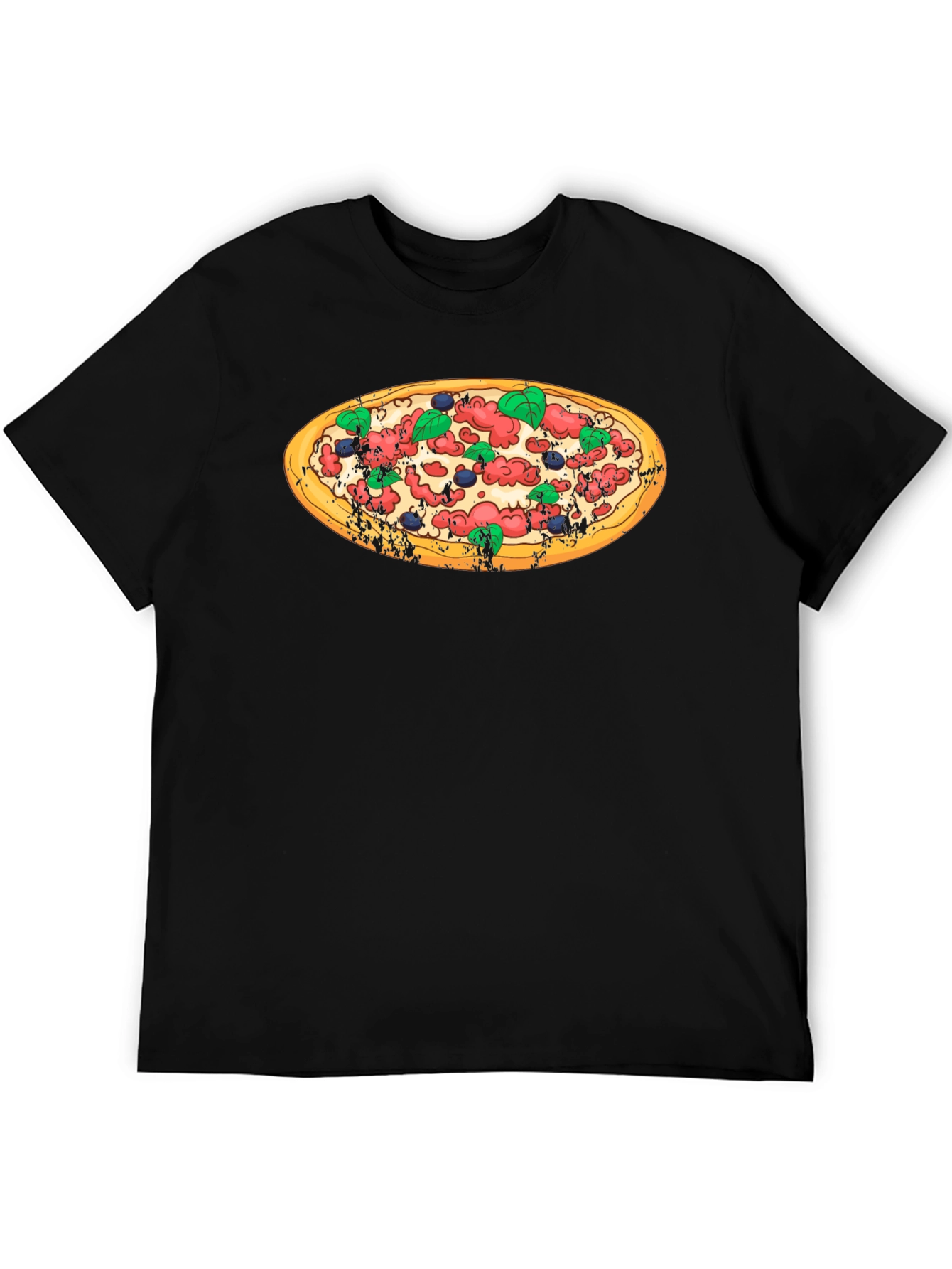Pizza Graphic Black T-Shirt - Casual Comfort