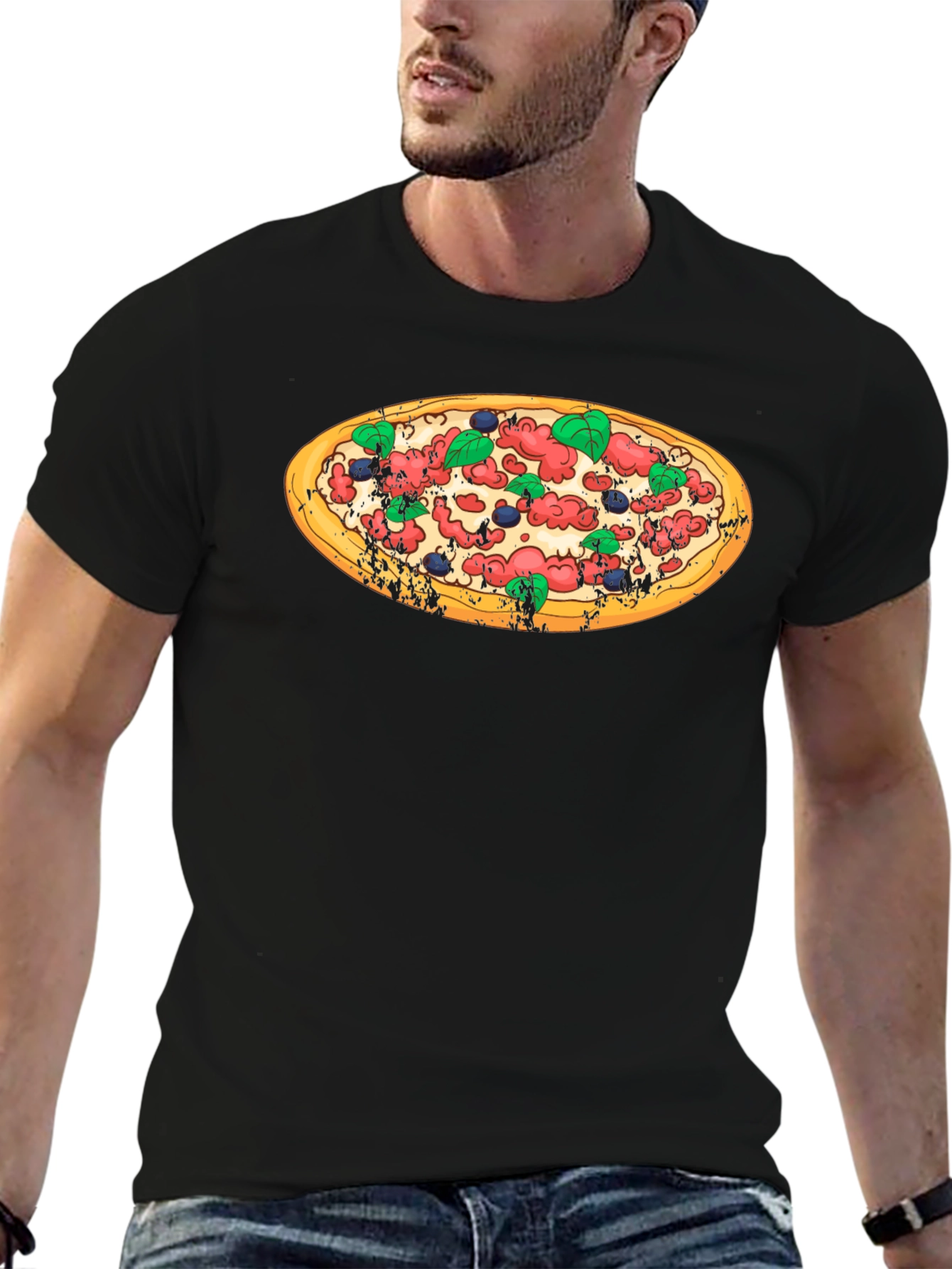 Pizza Graphic Black T-Shirt - Casual Comfort