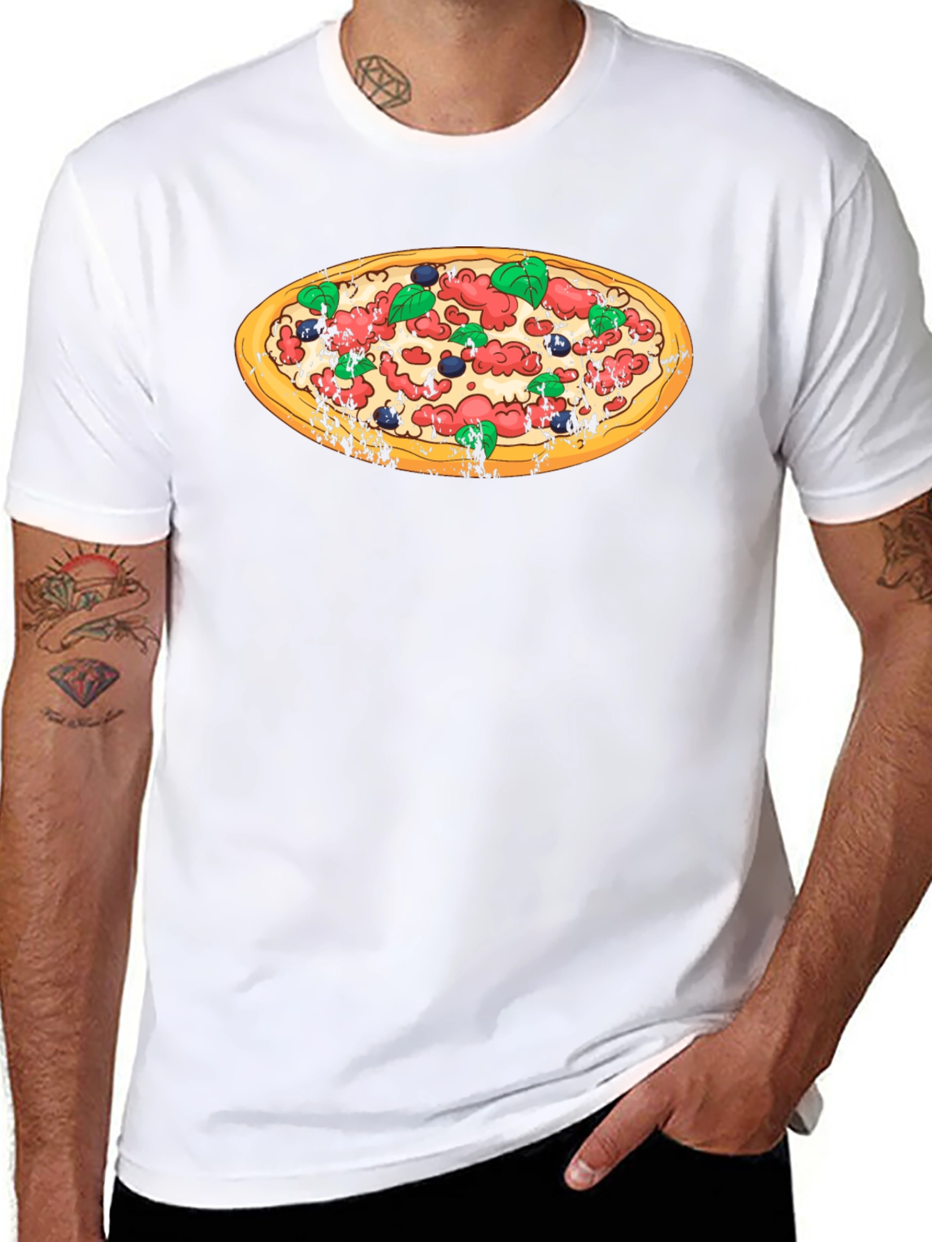 Pizza Graphic Black T-Shirt - Casual Comfort