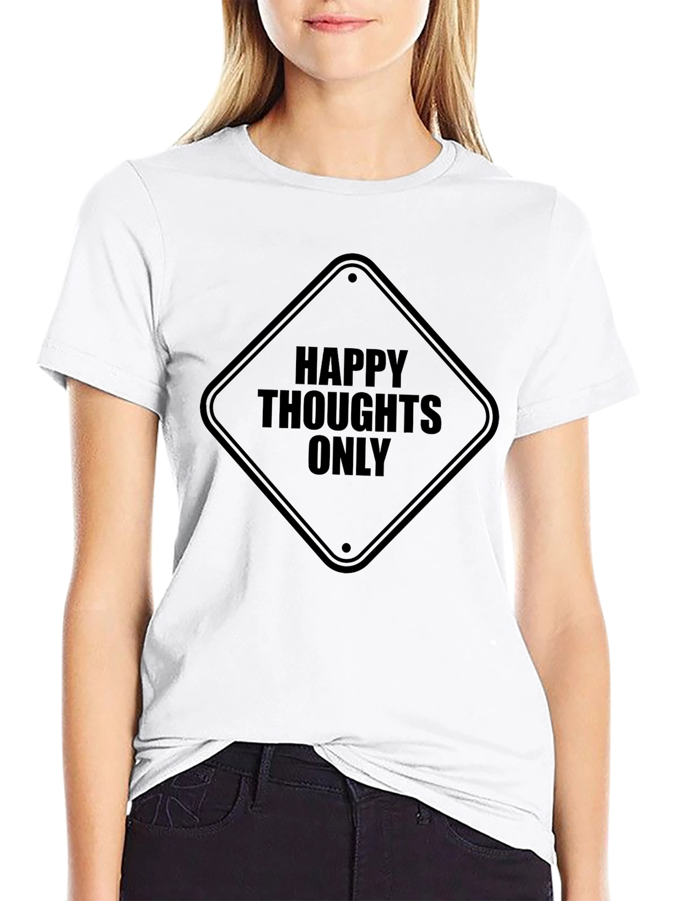 Happy Thoughts Only Graphic Tee - Black
