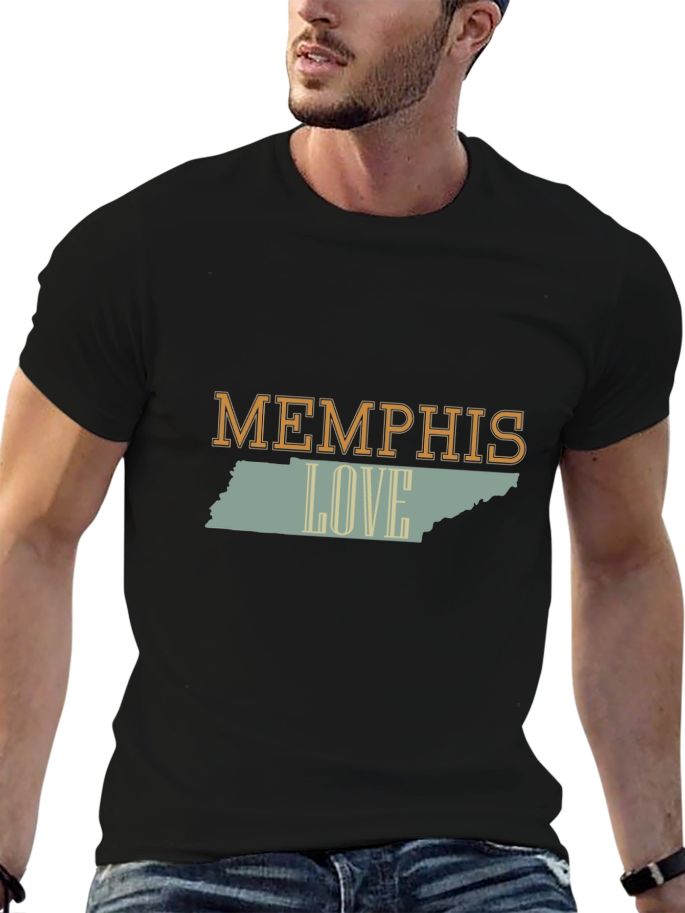 Memphis Love Tennessee State Outline Graphic T-Shirt