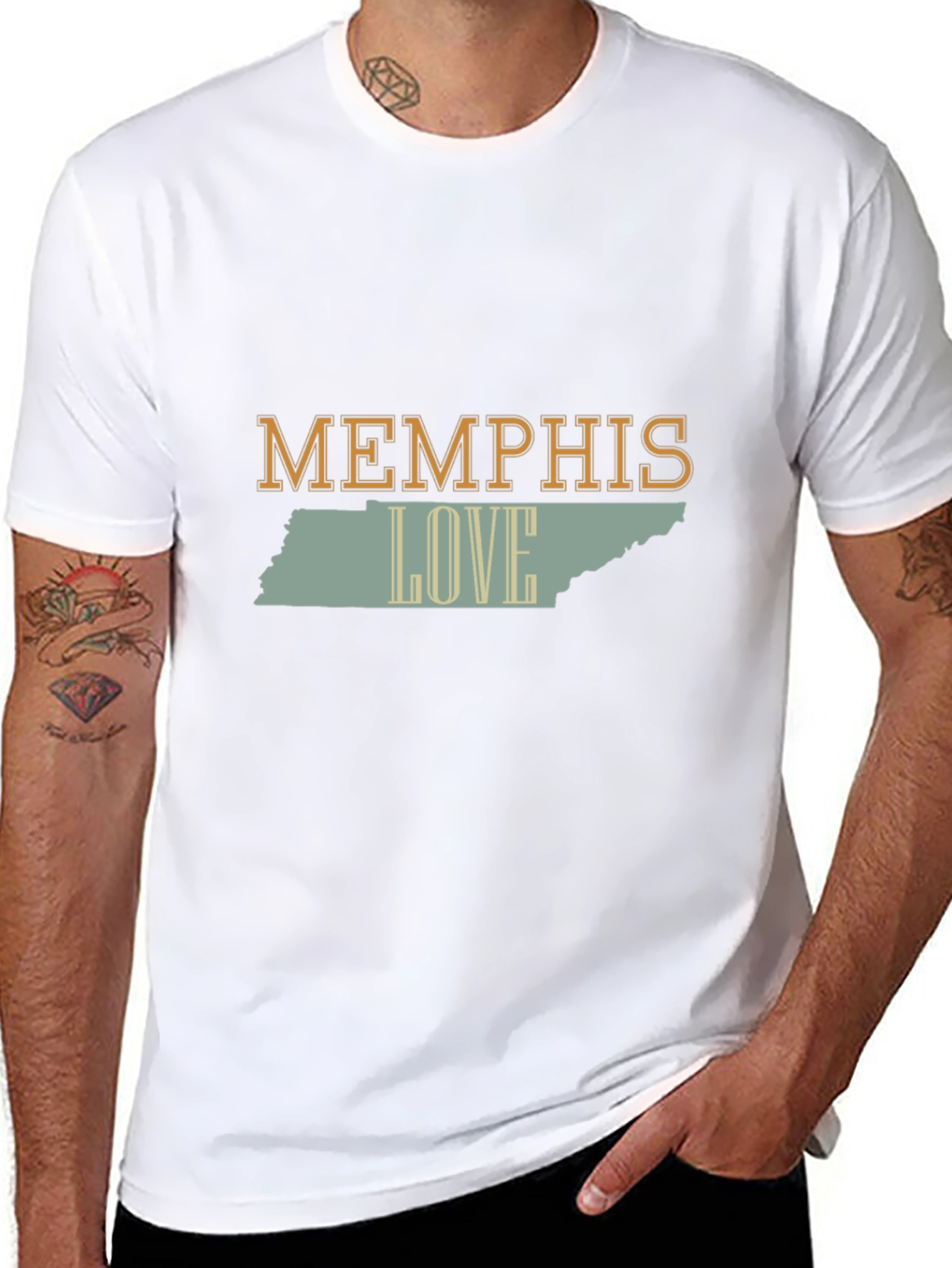 Memphis Love Tennessee State Outline Graphic T-Shirt