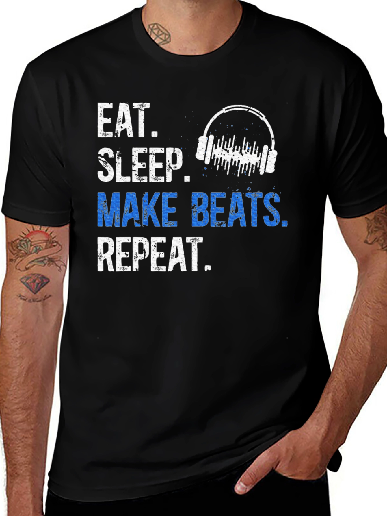 Eat Sleep Make Beats Repeat T-Shirt Music Lover Tee