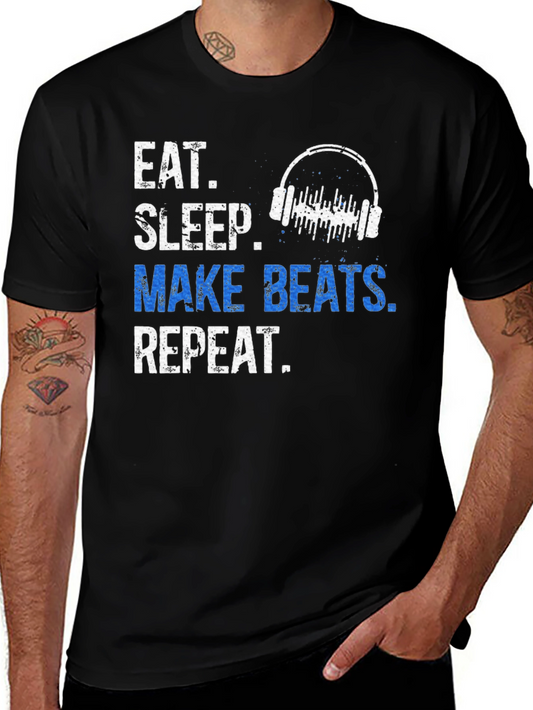 Eat Sleep Make Beats Repeat T-Shirt Music Lover Tee