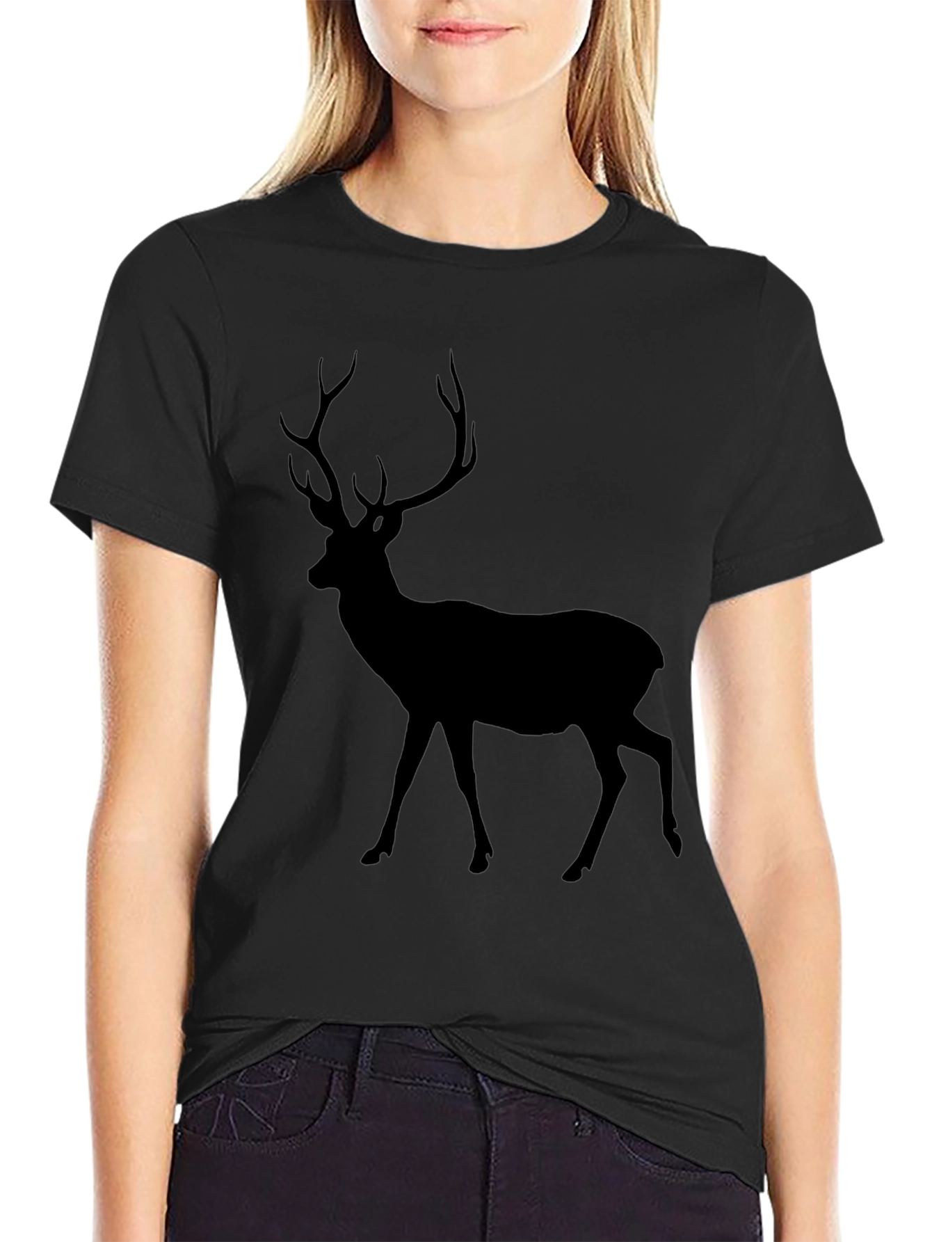 Black Deer Silhouette Graphic Tee