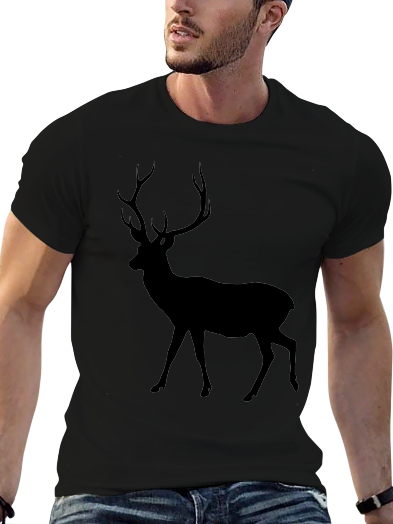 Black Deer Silhouette Graphic Tee