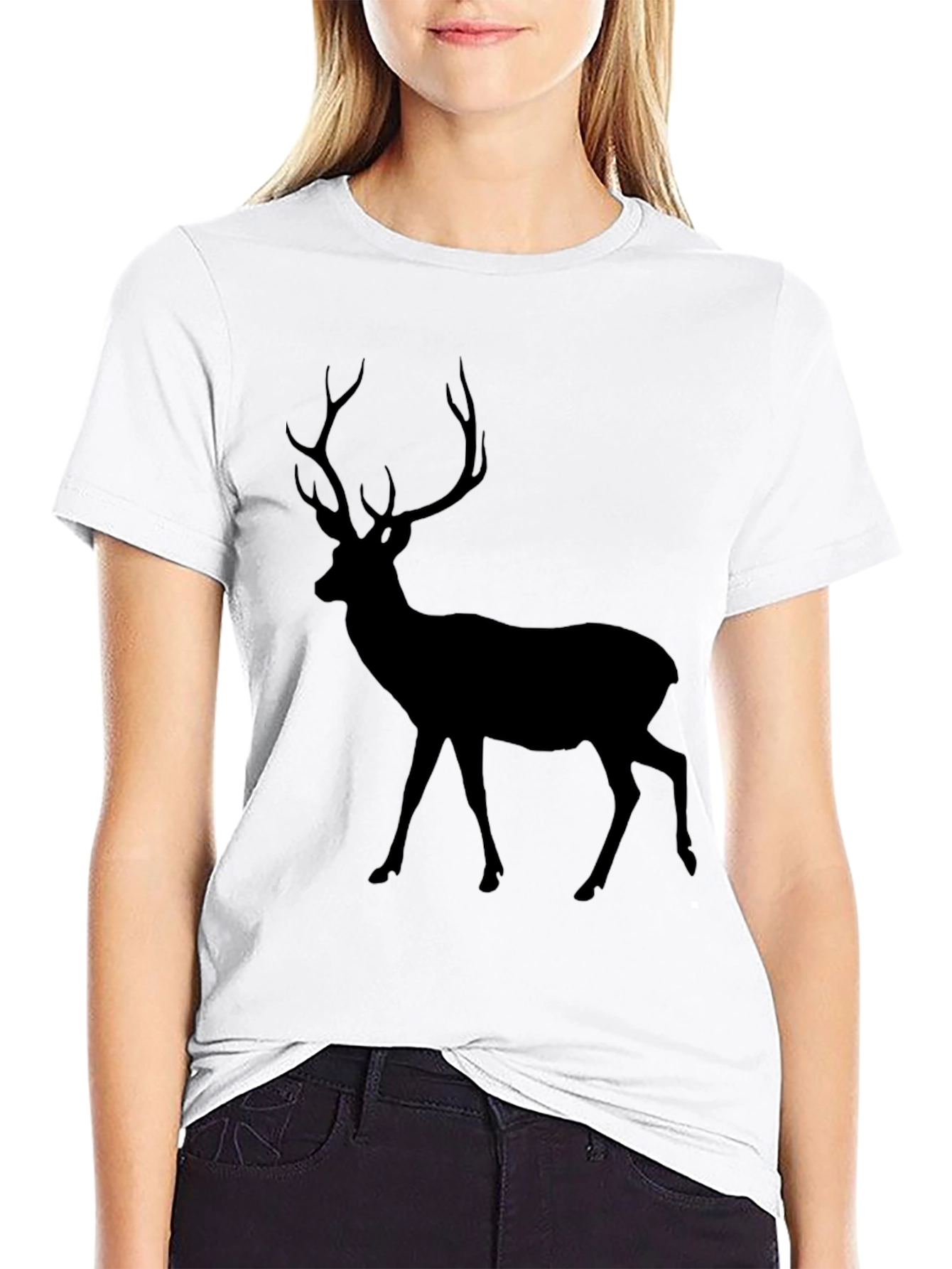 Black Deer Silhouette Graphic Tee