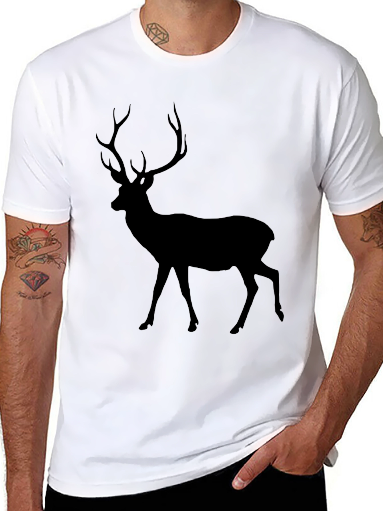 Black Deer Silhouette Graphic Tee