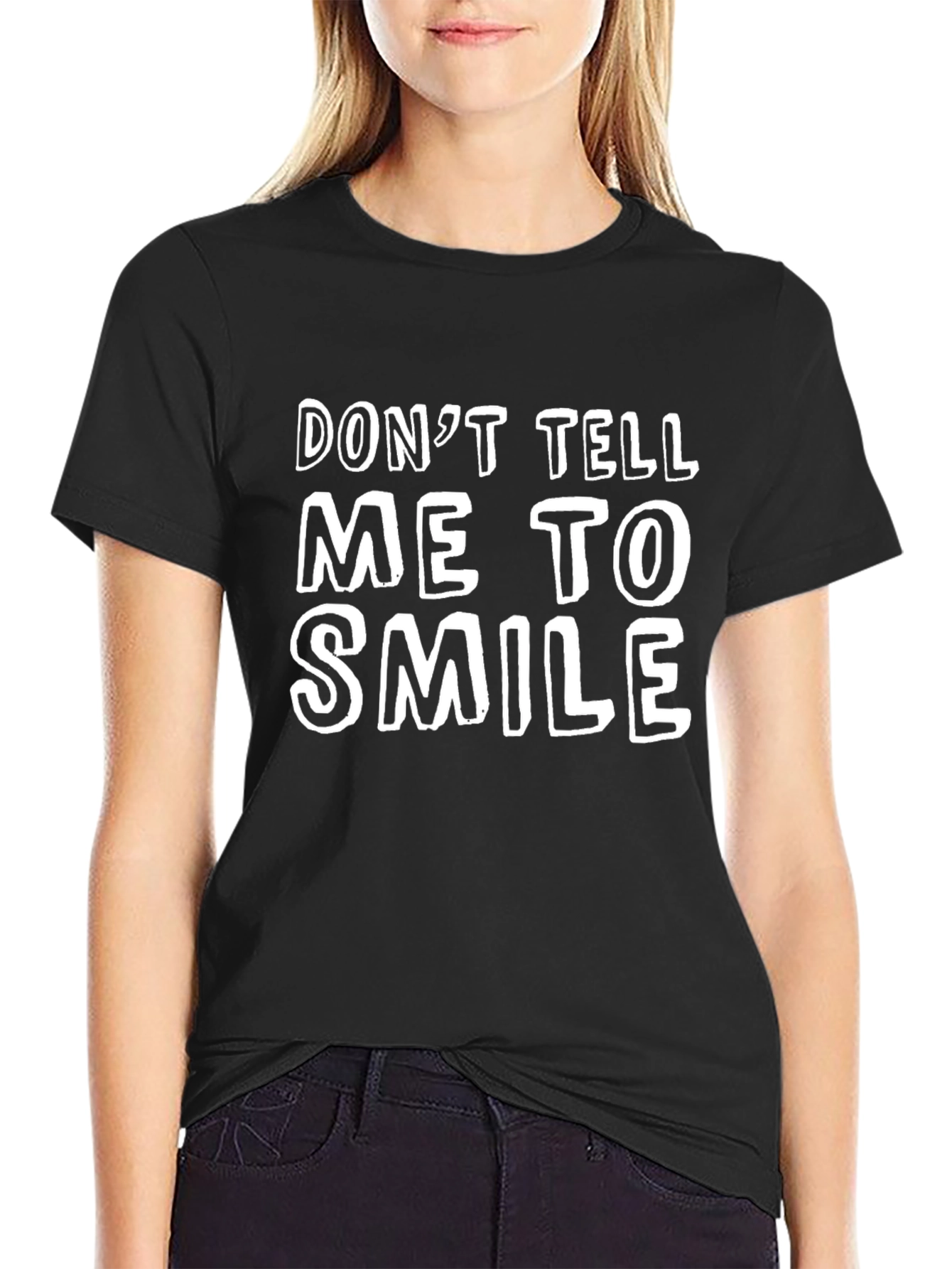 Dont Tell Me To Smile Graphic Tee - Black