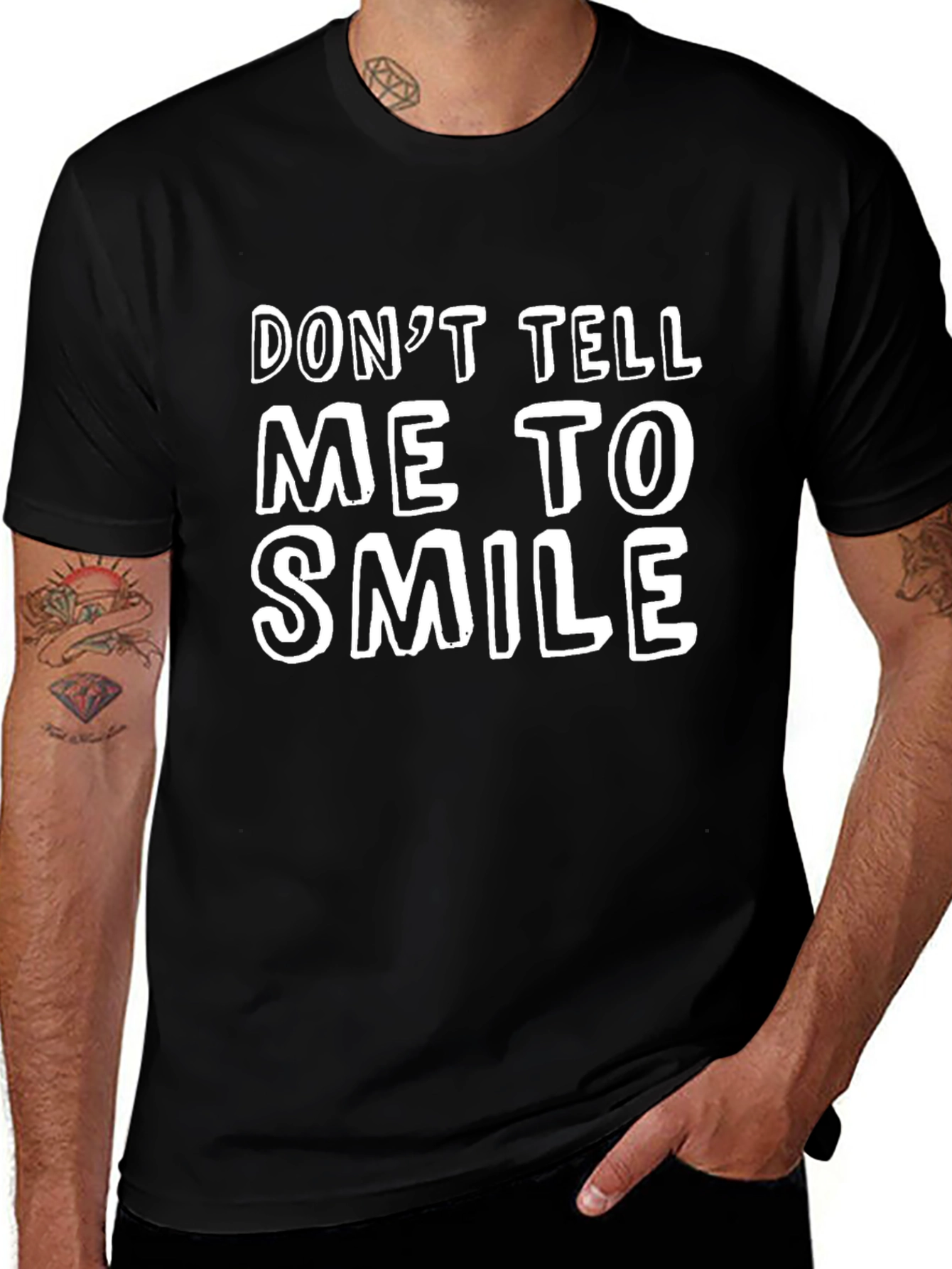 Dont Tell Me To Smile Graphic Tee - Black