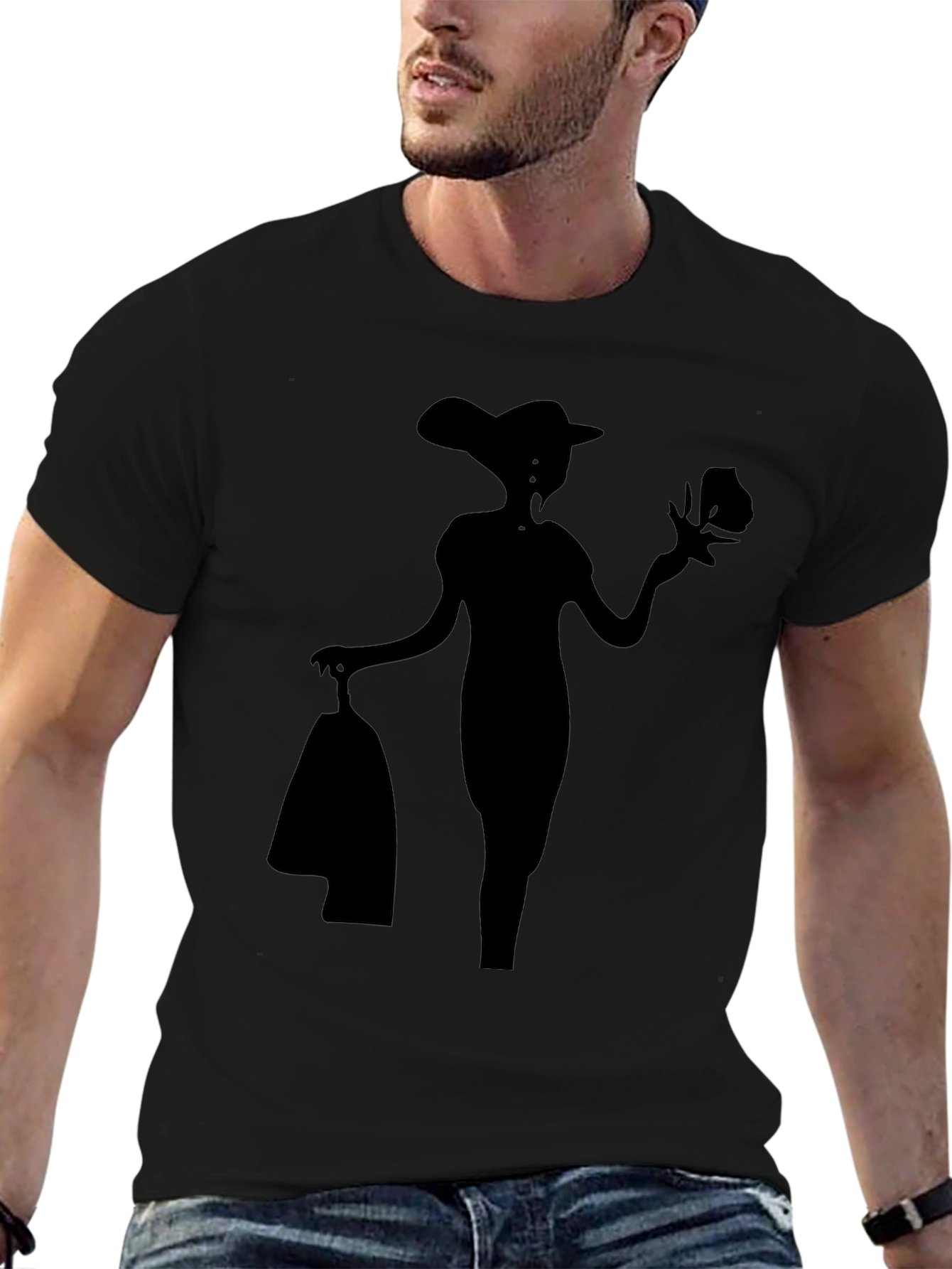 Silhouette Figure Graphic Black T-Shirt
