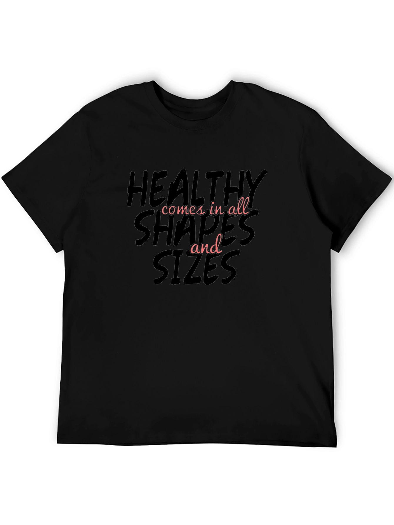 Inclusive Black T-Shirt: Healthy Shapes & Sizes