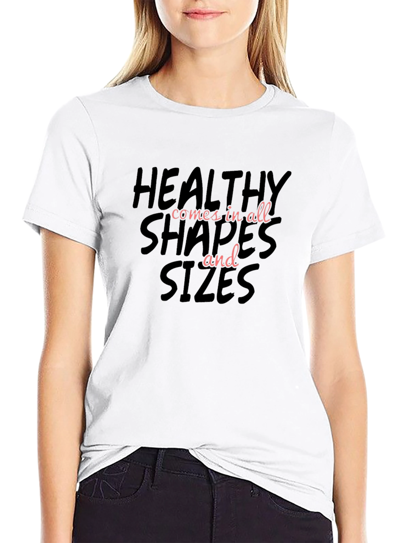 Inclusive Black T-Shirt: Healthy Shapes & Sizes