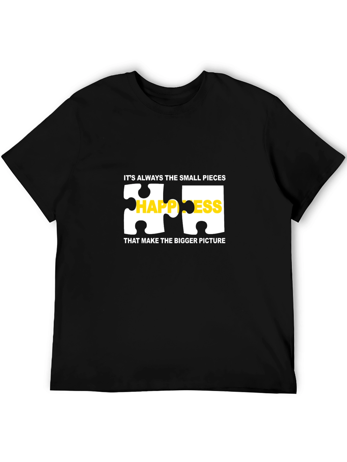 Happiness Puzzle Piece Graphic T-Shirt - Black