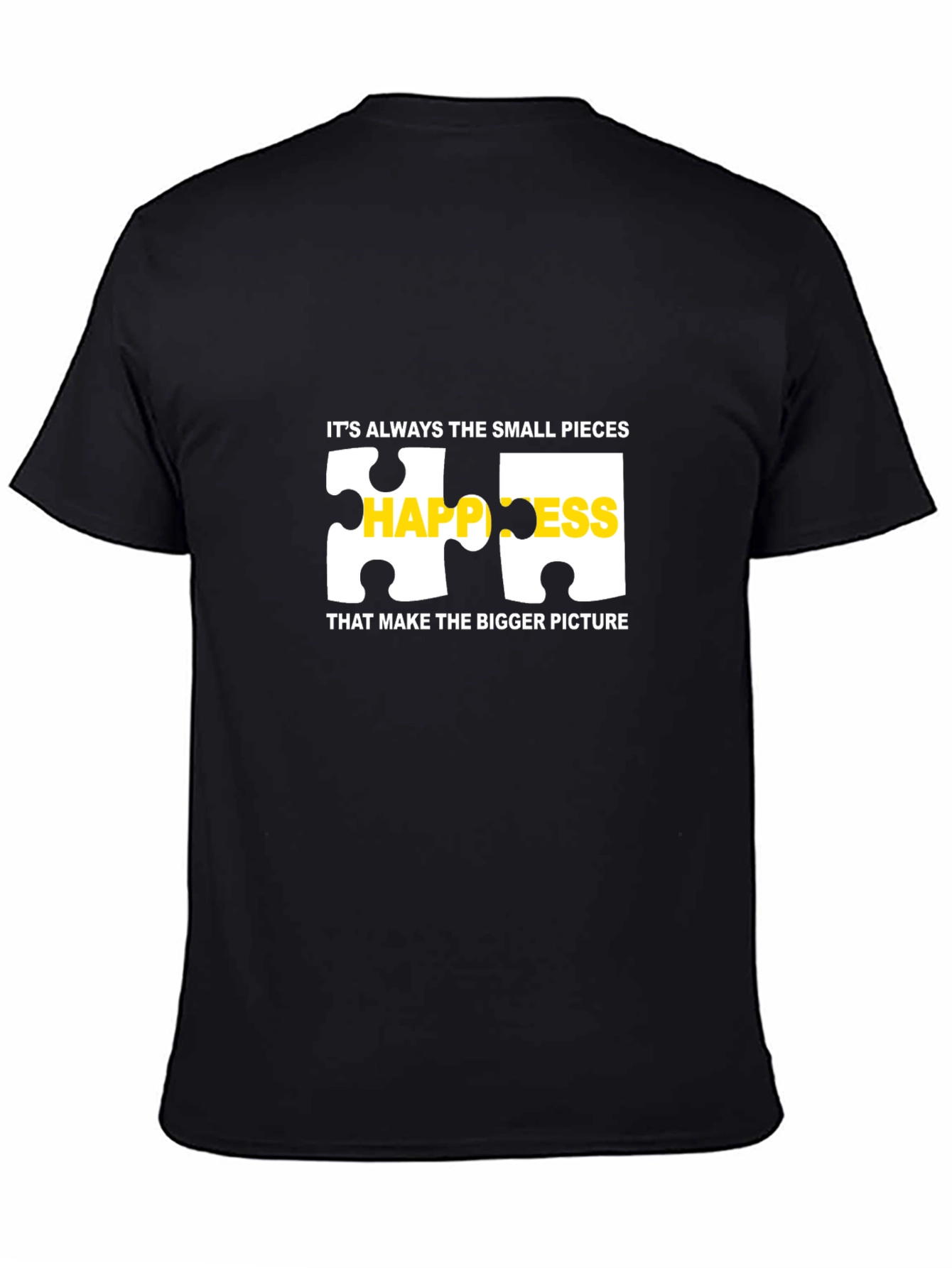 Happiness Puzzle Piece Graphic T-Shirt - Black